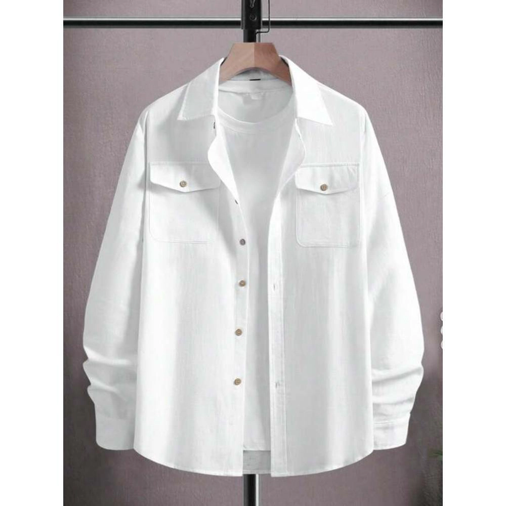 Ravishing Formax Mens White Shirt with Double Pockets