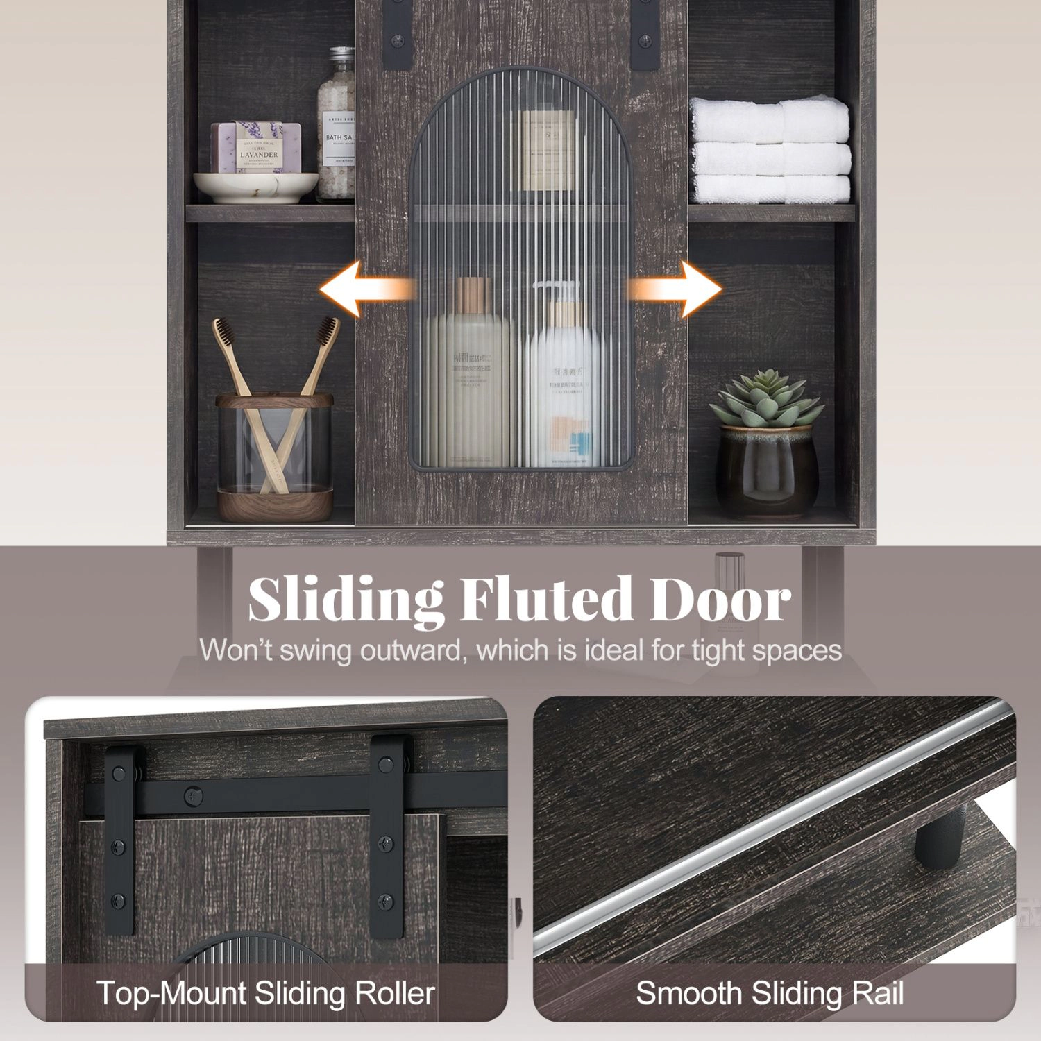 SlickBlue 3-Tier Wall Storage Cabinet with Hooks for Bathroom Entryway
