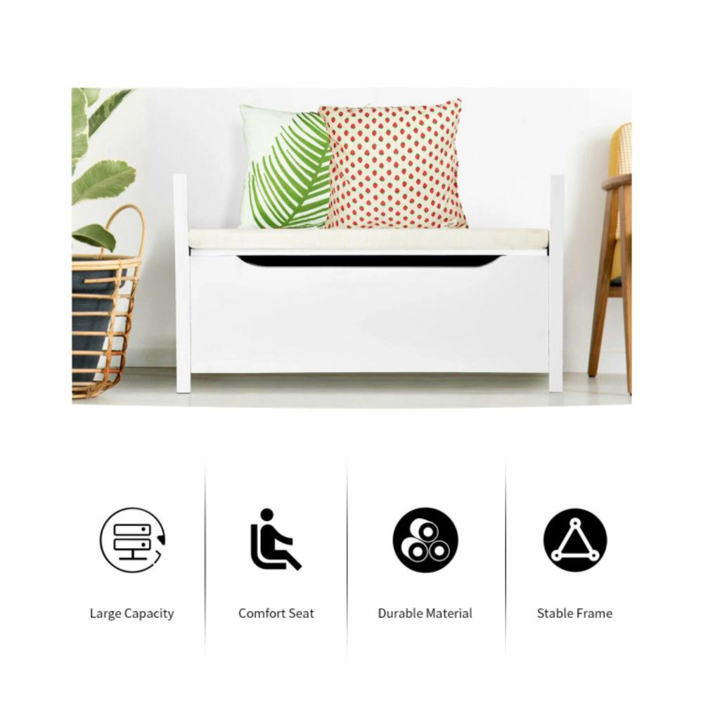 Hivvago 34.5 Ã—15.5 Ã—19.5 Inch Shoe Storage Bench with Cushion Seat for Entryway