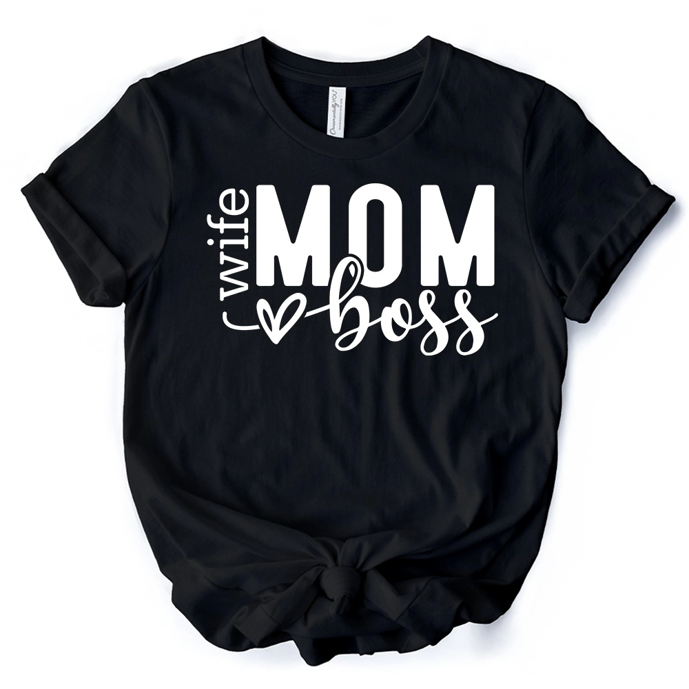OrnamentallyYou Womens Wife Mom Boss T-Shirt