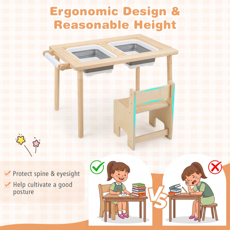 Hivvago Kids Sensory Table Set With Adjustable Height And 2 Storage Bins