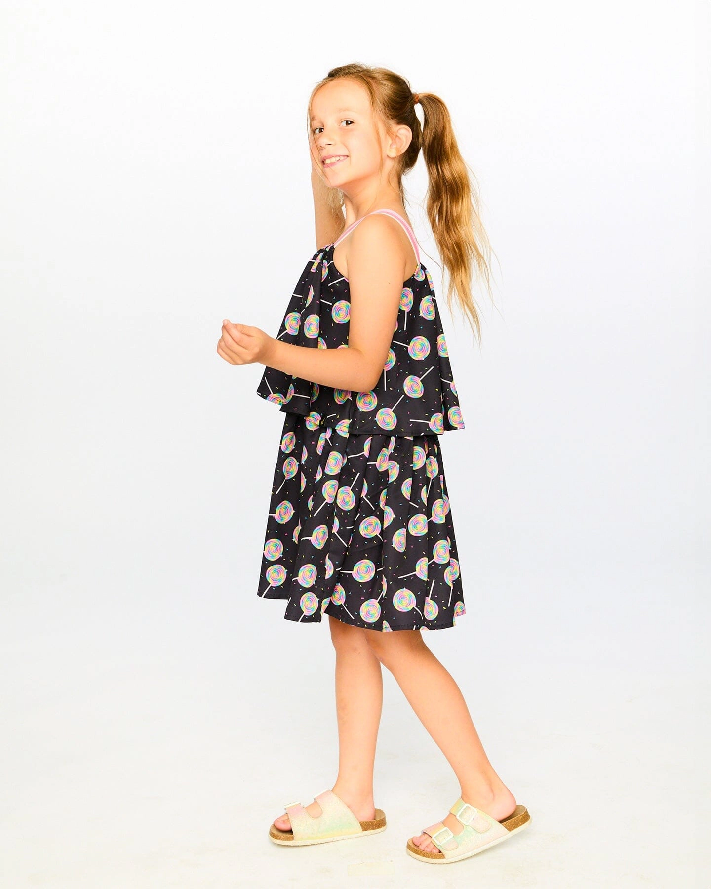 Deux par Girls Woven Dress Lollipop Print