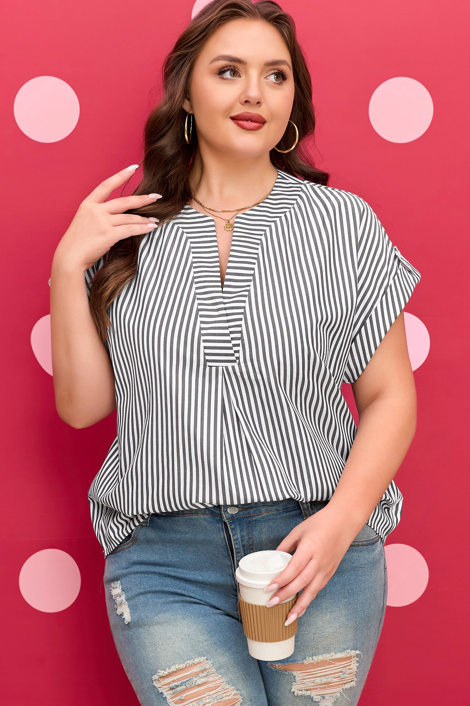 Threaded Pear Women's Hope Short Dolman Sleeve PLUS Blouse