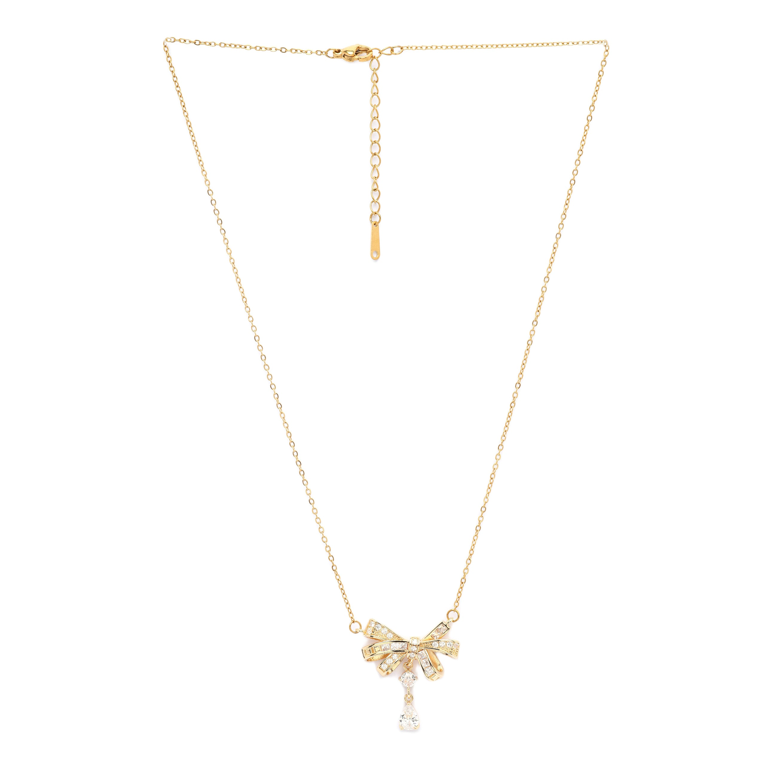 AGP PARIS Womens Golden Bow Pendant Necklace