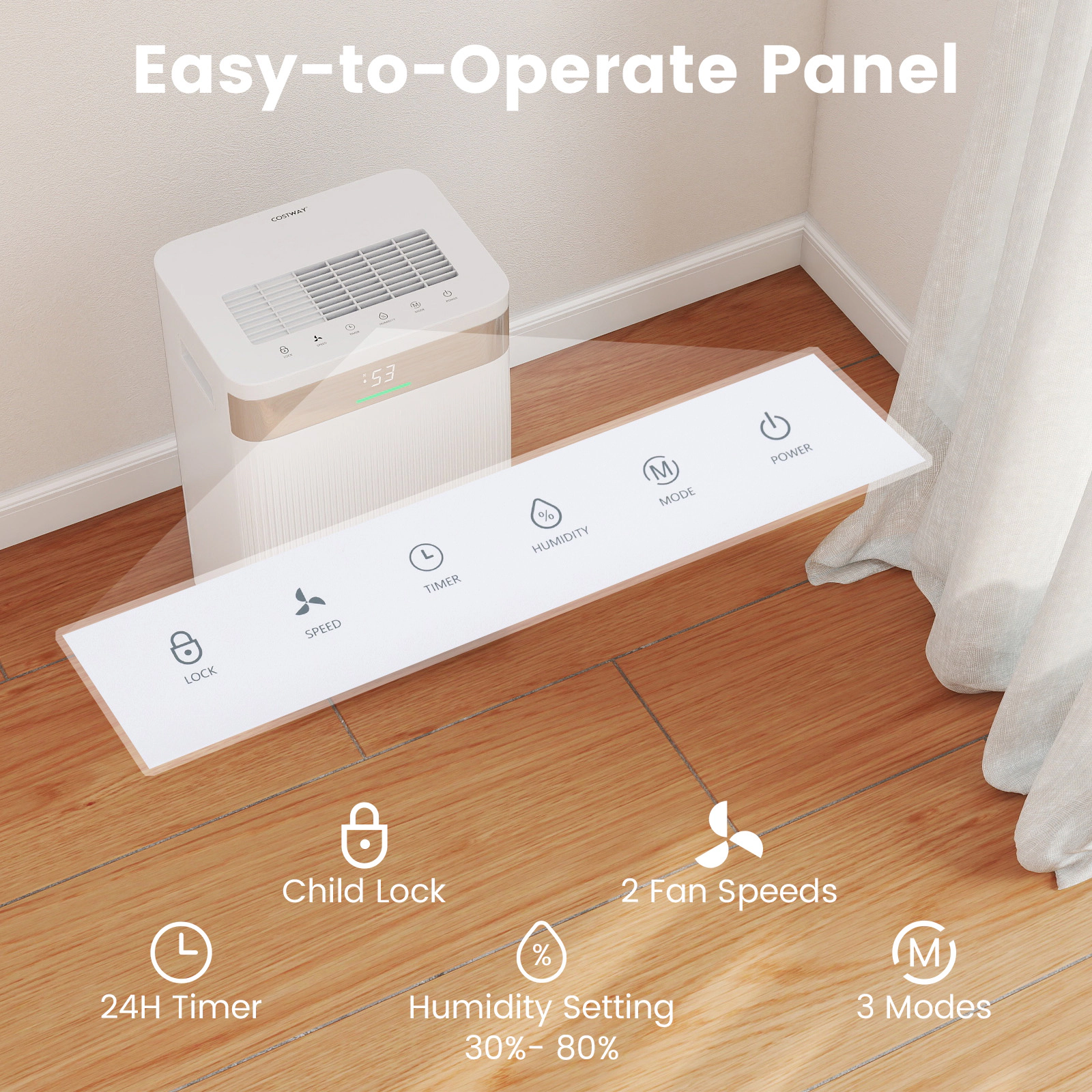 SlickBlue Automatic Home Dehumidifier with Water Tank, Sleep Mode