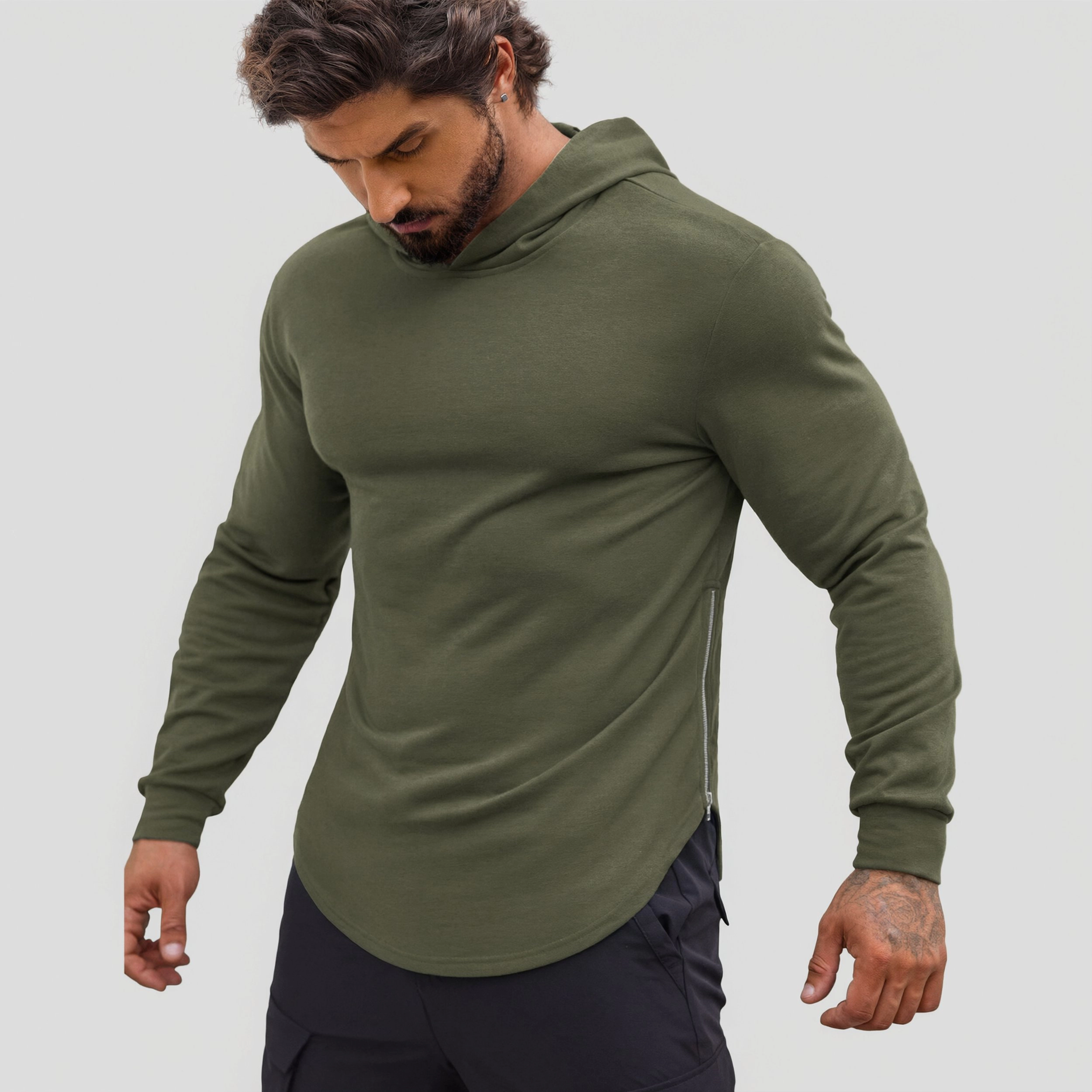 COOFANDY Men's Slim Fit Long Sleeve Hooded Gym Training Hoodie