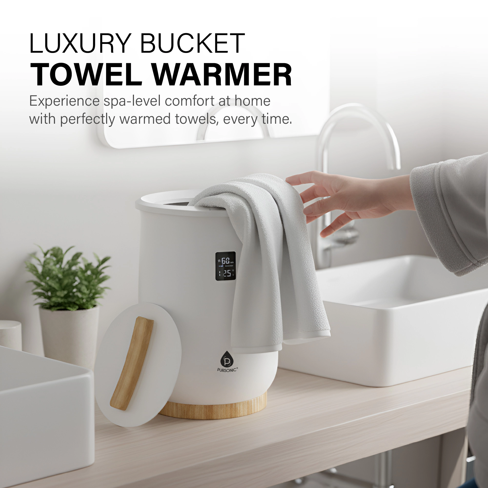 Pursonic Luxury Towel Warmer with One-Touch Digital Control Panel