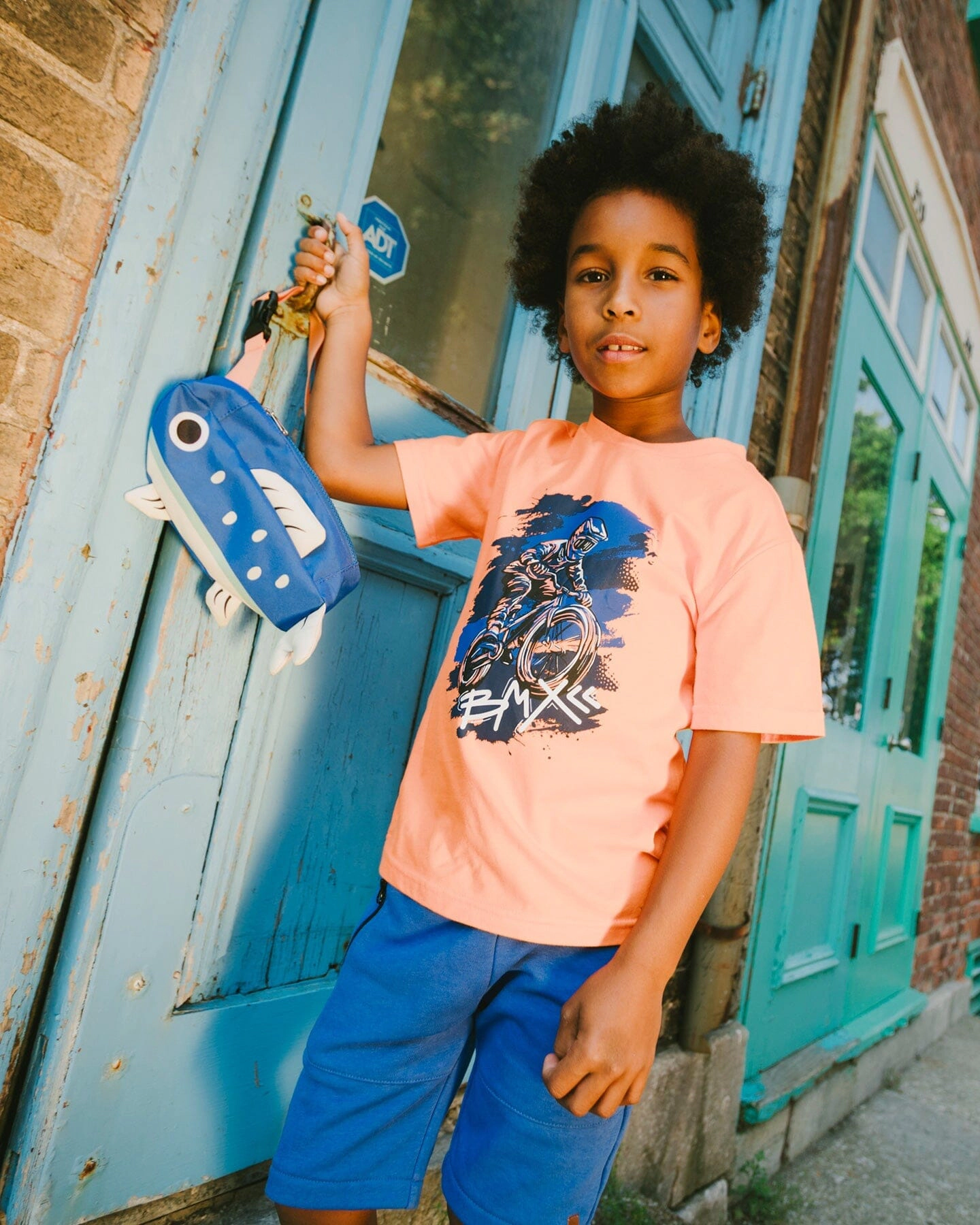 Deux par Boys Organic Cotton Jersey T-Shirt with Bmx Print