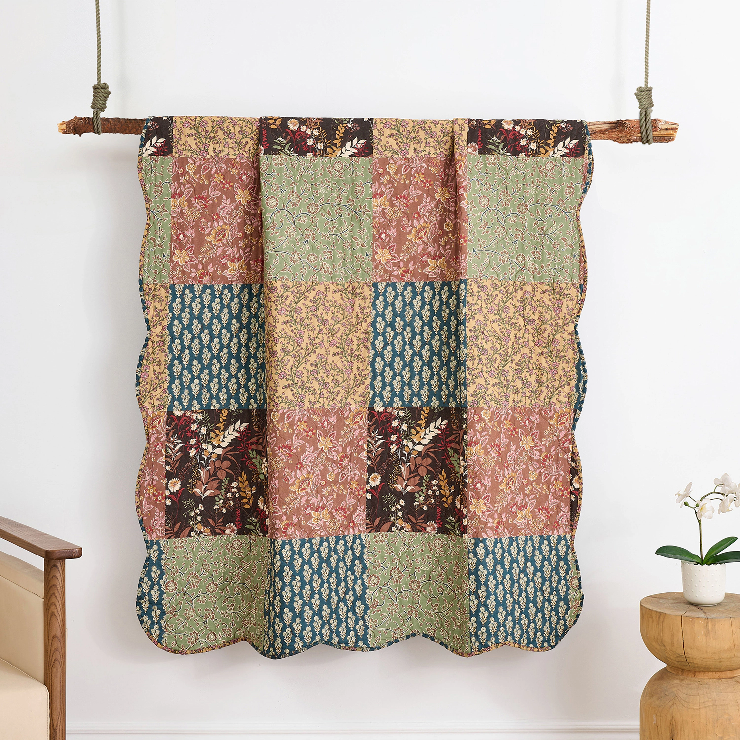 Greenland Home Fashions Hazel Cotton Face Microfiber Back Accessory Throw 50x60 Multi