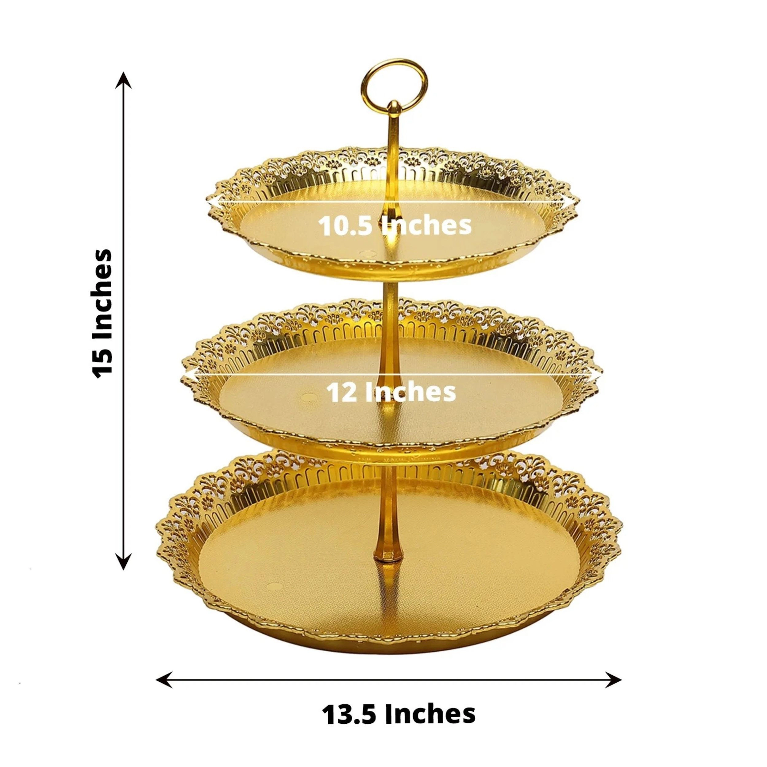 Home Collection 15-Inch 3-Tier Metallic Cupcake Display Stand