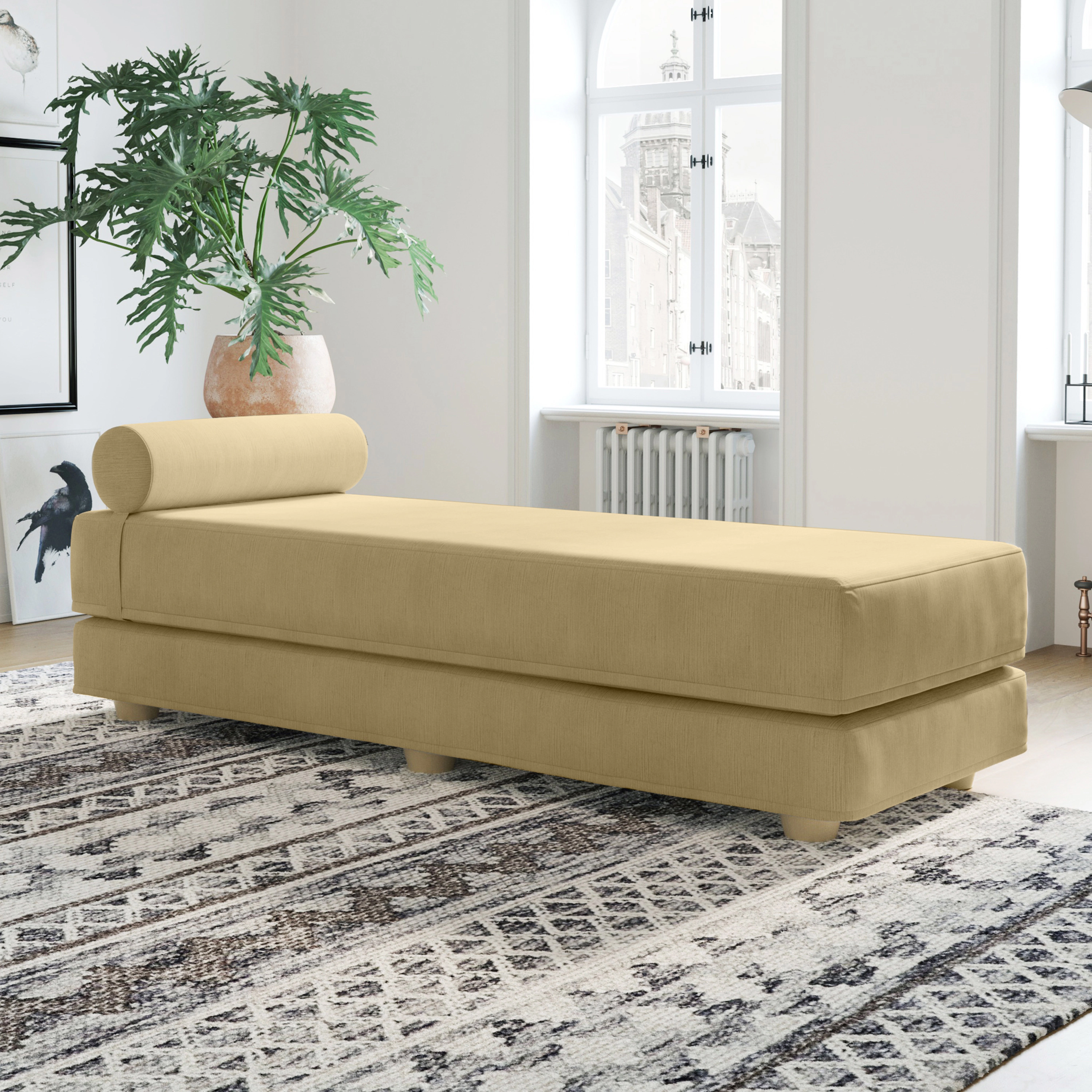 Alon Daybed - Fold-Out Sleeper Chaise with Premium Memory Foam Queen-Size Mattress