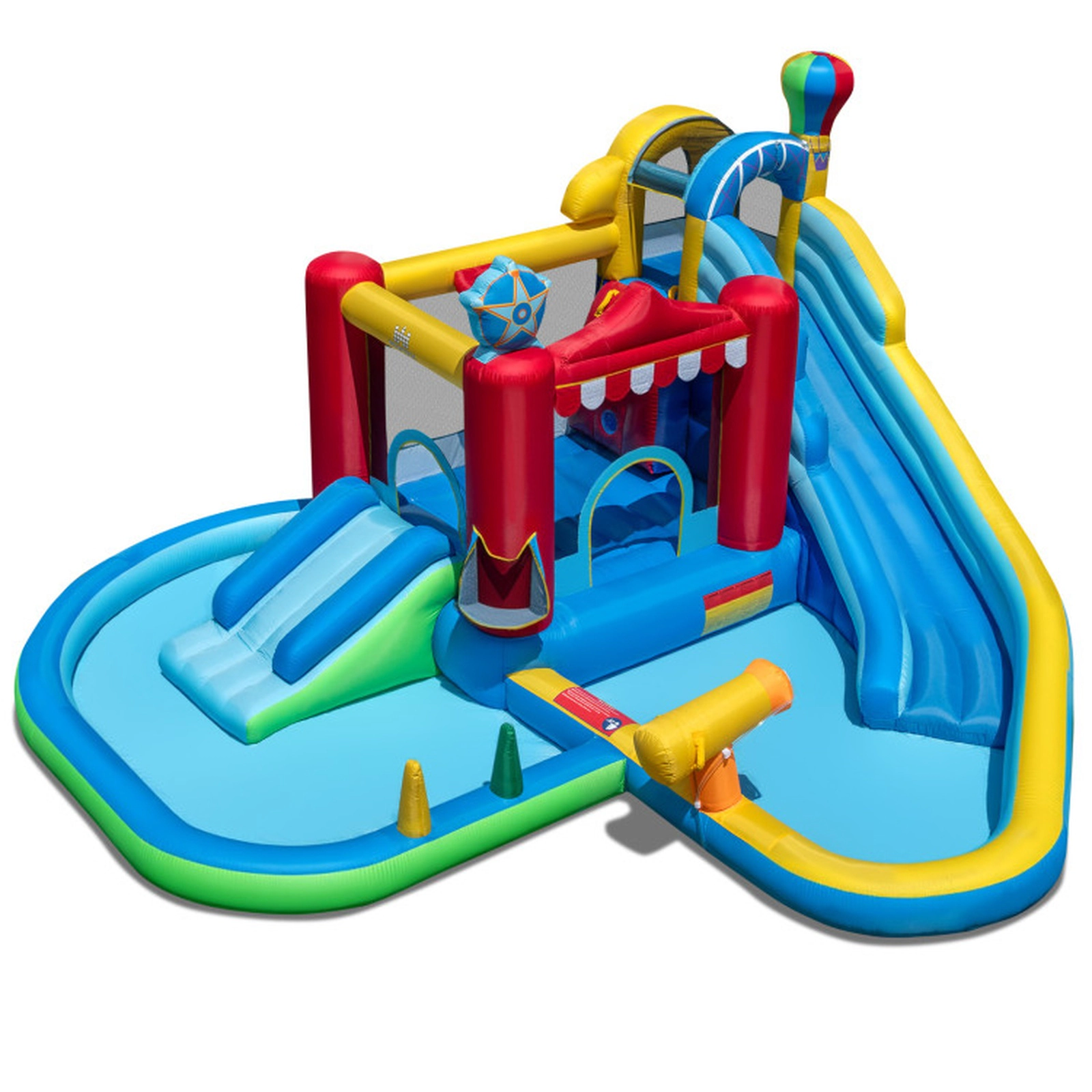 SUGIFT Inflatable Water Park with Splash Pool Water Cannon and Bounce House 200-lb Capacity Ages 3-12 Multi-Color