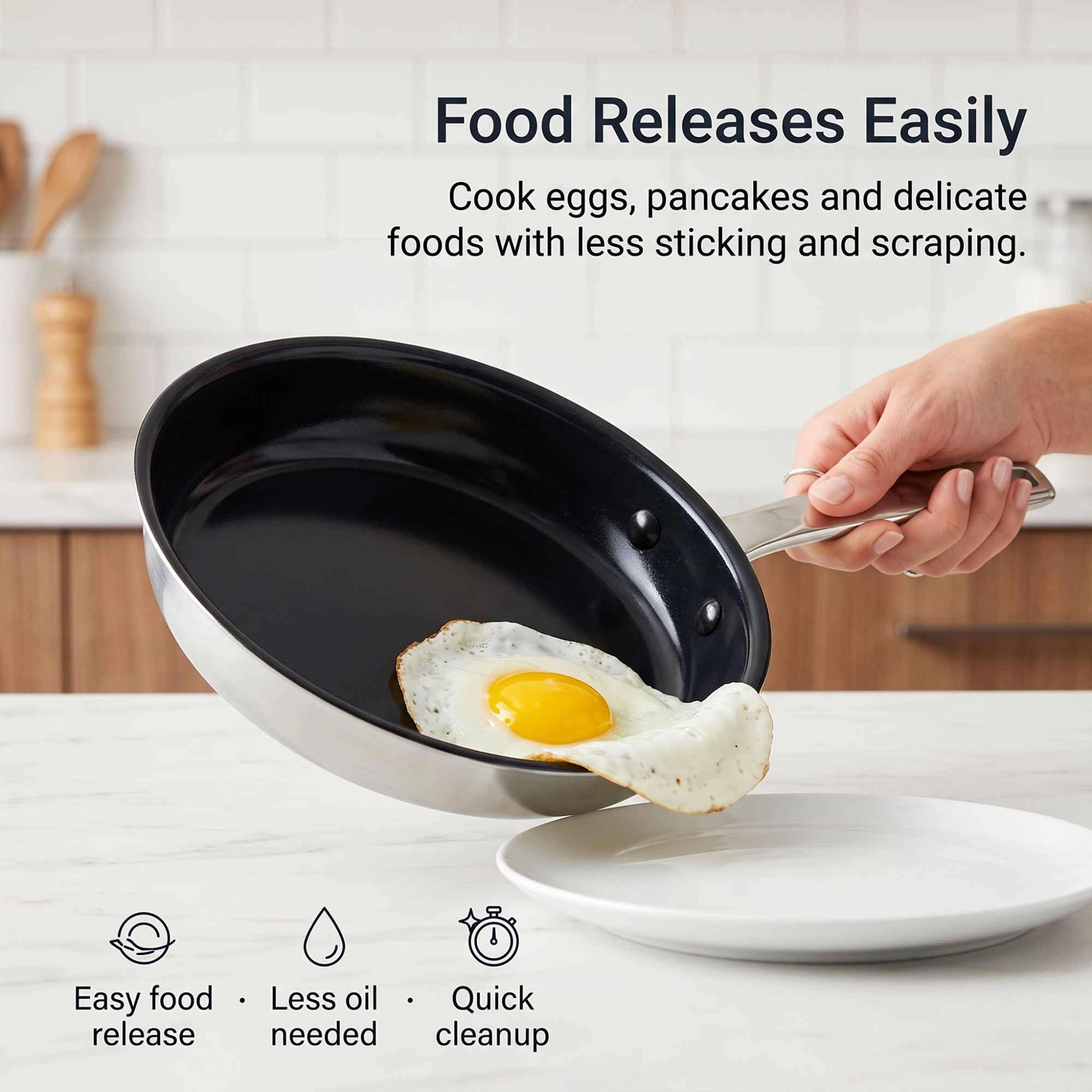 Alva Maestro Ceramic Nonstick Stainless Steel Frying Pan with Glass Lid