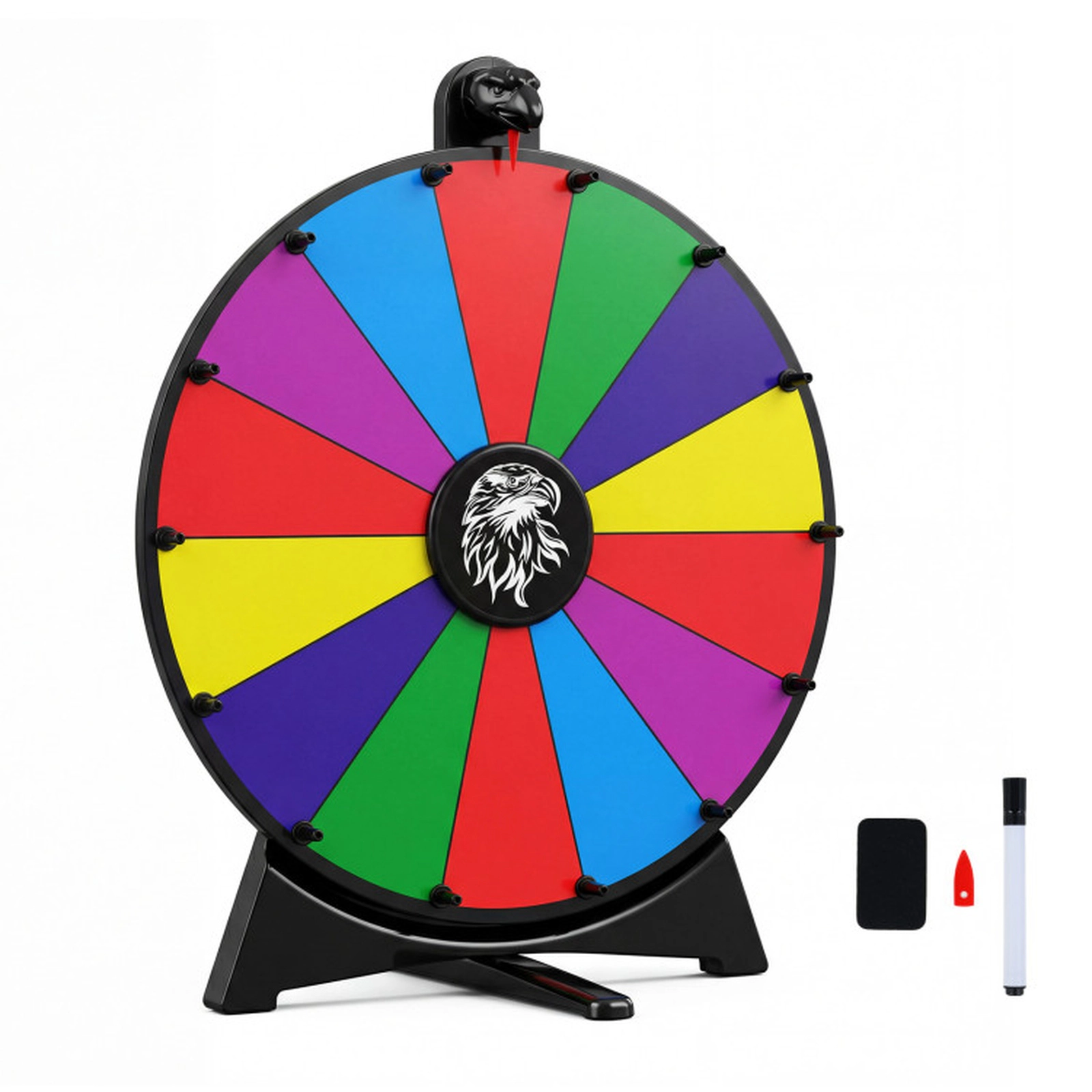 SUGIFT 20-in 14-Slot Acrylic Spin Prize Wheel with Blackboard Marker Spare Pointer and Chalkboard Eraser