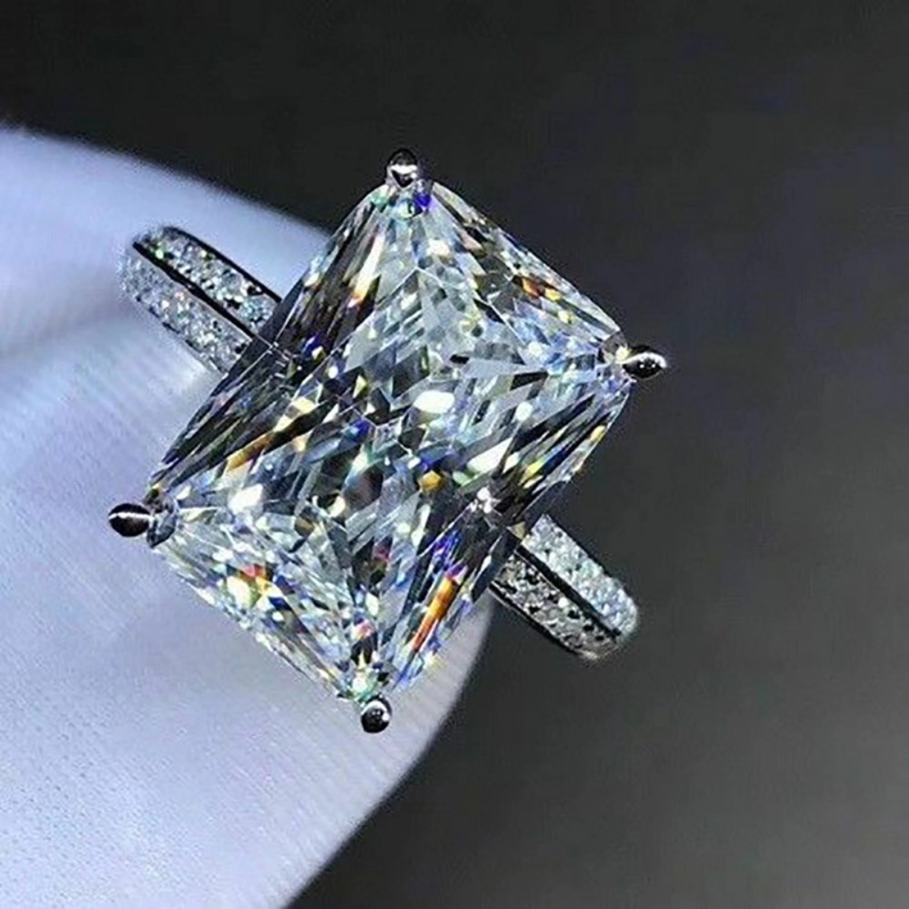 Classical Engagement Ring Rectangle Cut Zirconia Promise Ring