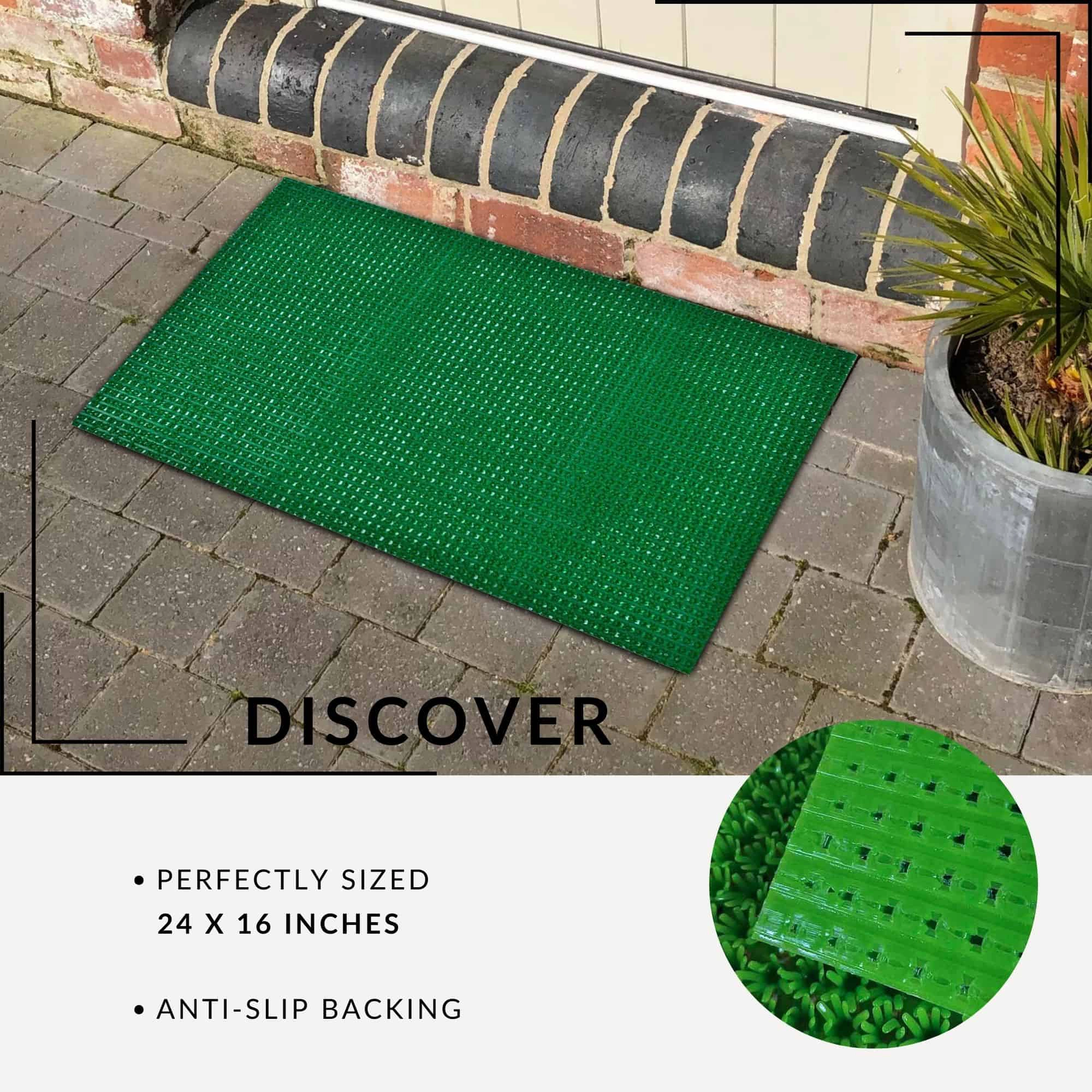 Evideco French Home Goods Green Pixie Grass Polyethylene Doormat 24 x 16 Inches