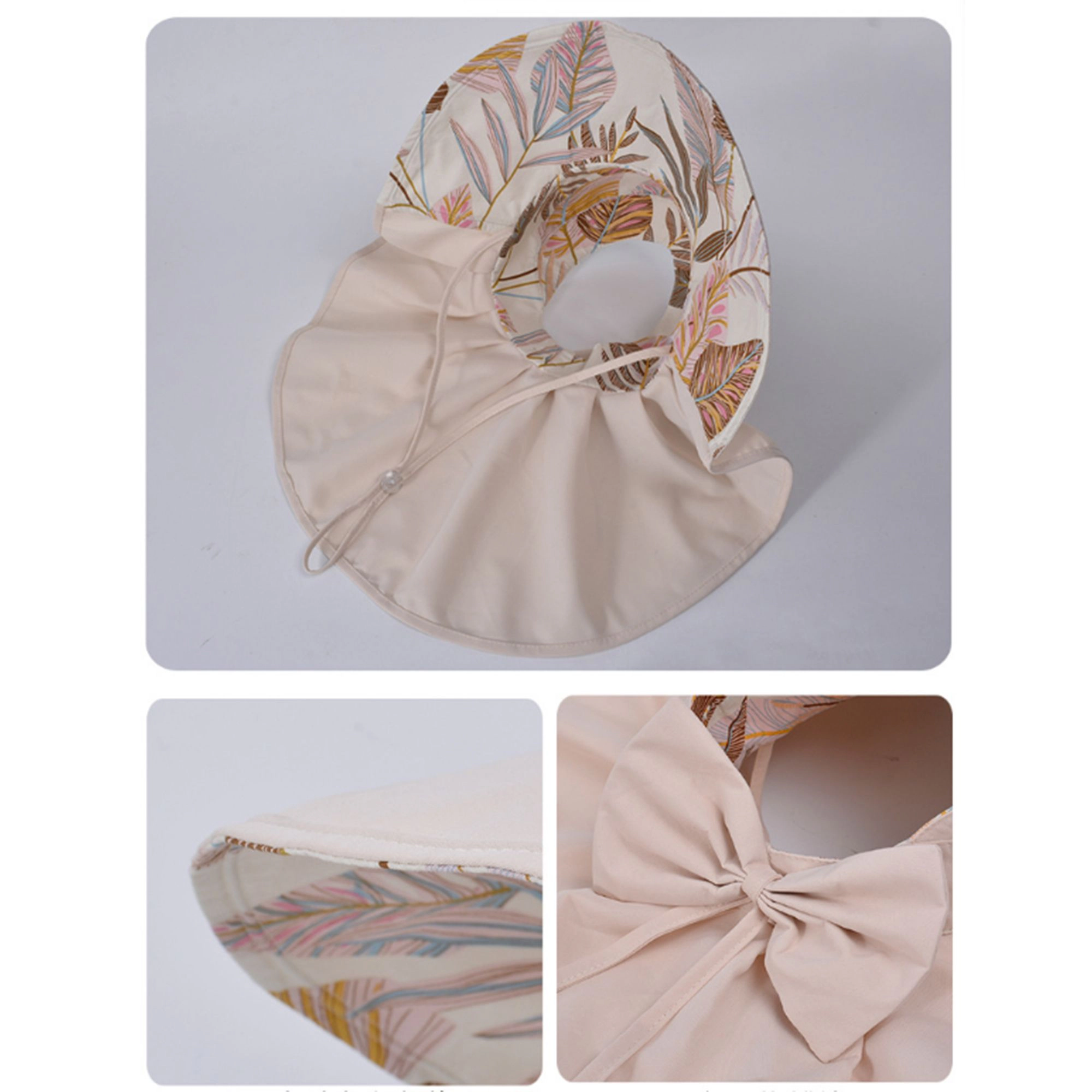 Anna-Kaci Women's Wide Brim Sun Hat with Ponytail Opening Neck Flap Bow Detail UV Protection Summer