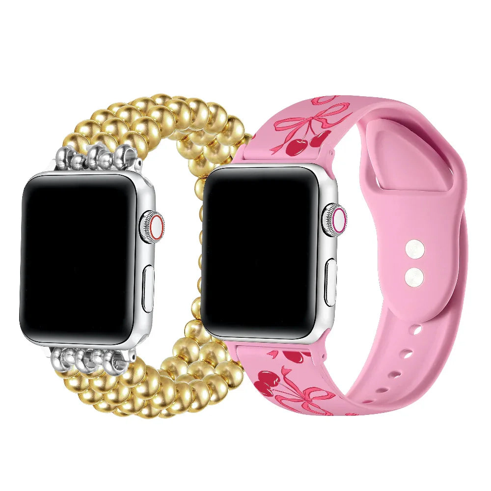 Posh Tech Womens 2-Pack Beaded + Cherry Silicone Bands for Smartwatch