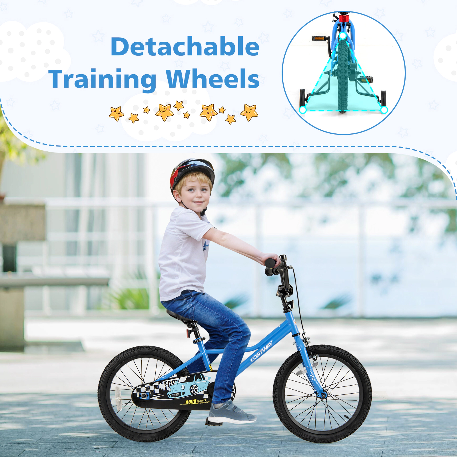 LJG 12 Inch Kids Bike with Removable Training Wheels for Aged 3-4 Years Old