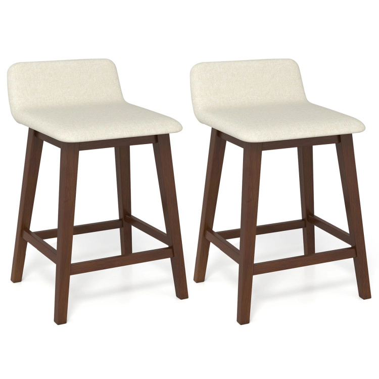 Hivvago 24-Inch Bar Stools with Minimalist Low Back for Kitchen or Dining Area - Set of 2