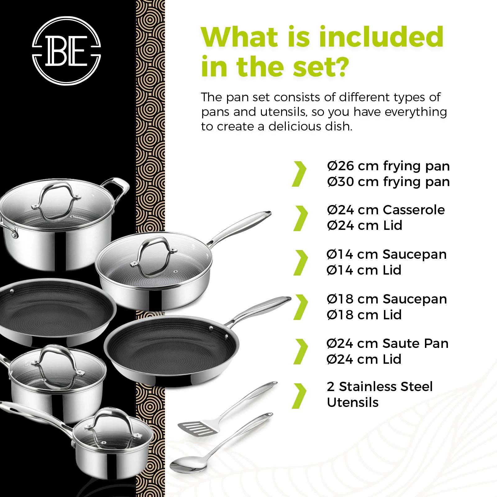 BE - LIVING CIRCLAD Series 12-Piece Nonstick Cookware Set