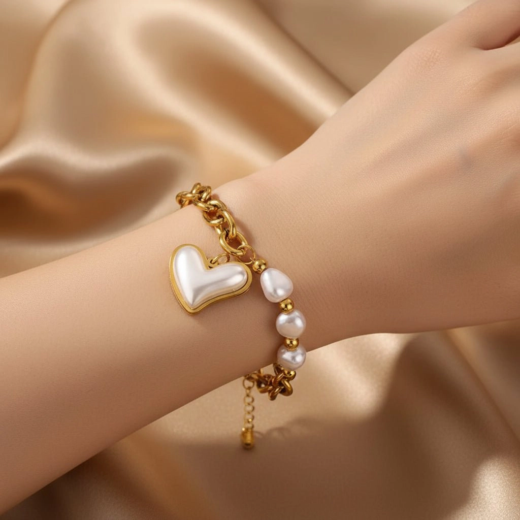 DressAtR Women's Simulated Pearl Gold Plated Bracelet