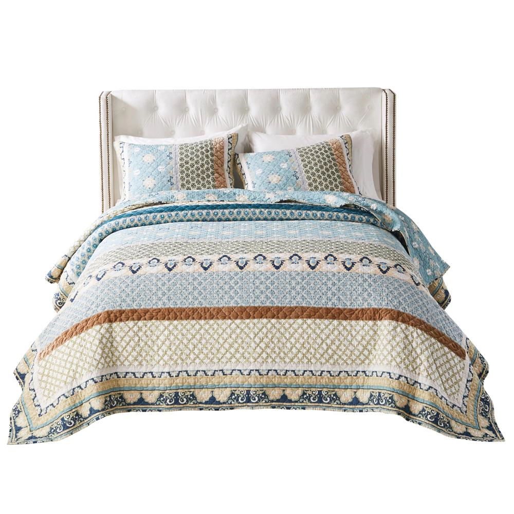 Greenland Home Fashions Thalia Stylized Florals and Geometric Prints Bohemian Ultimate Comfort Quilt Set