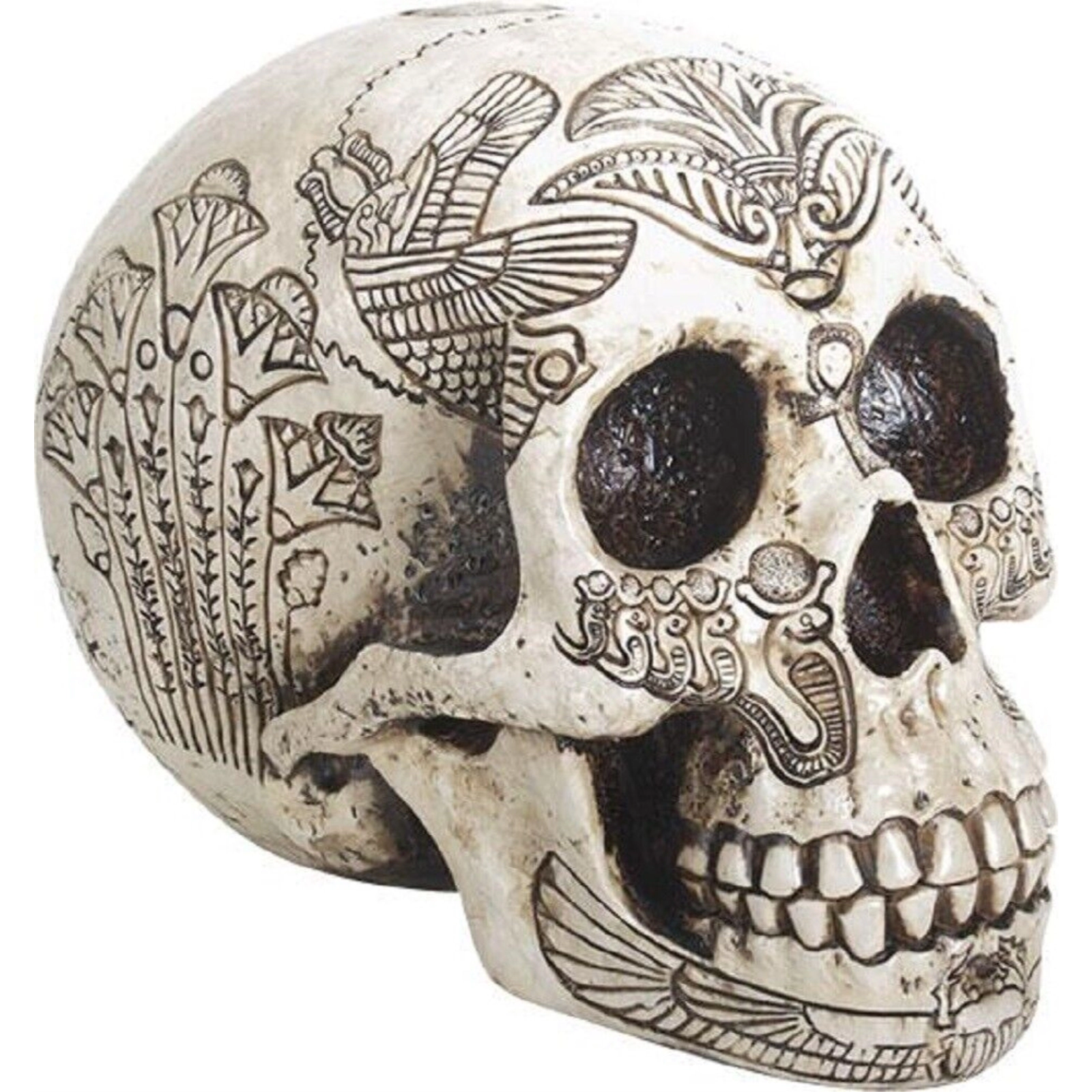 Pacific Giftware Ancient Egypt Human Skull Etched with Egyptian Symbols Figurine Skeleton 6 inch