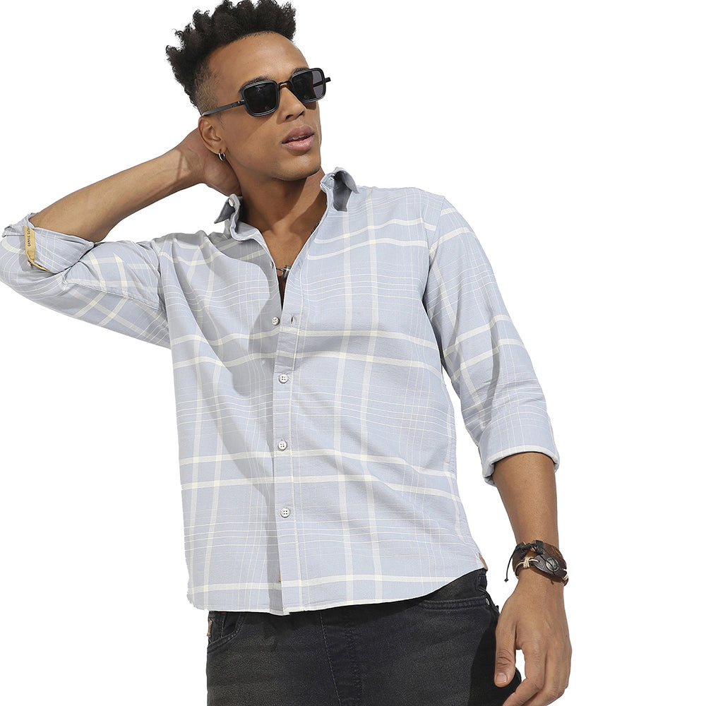 Men's Contrast Tartan Plaid Shirt