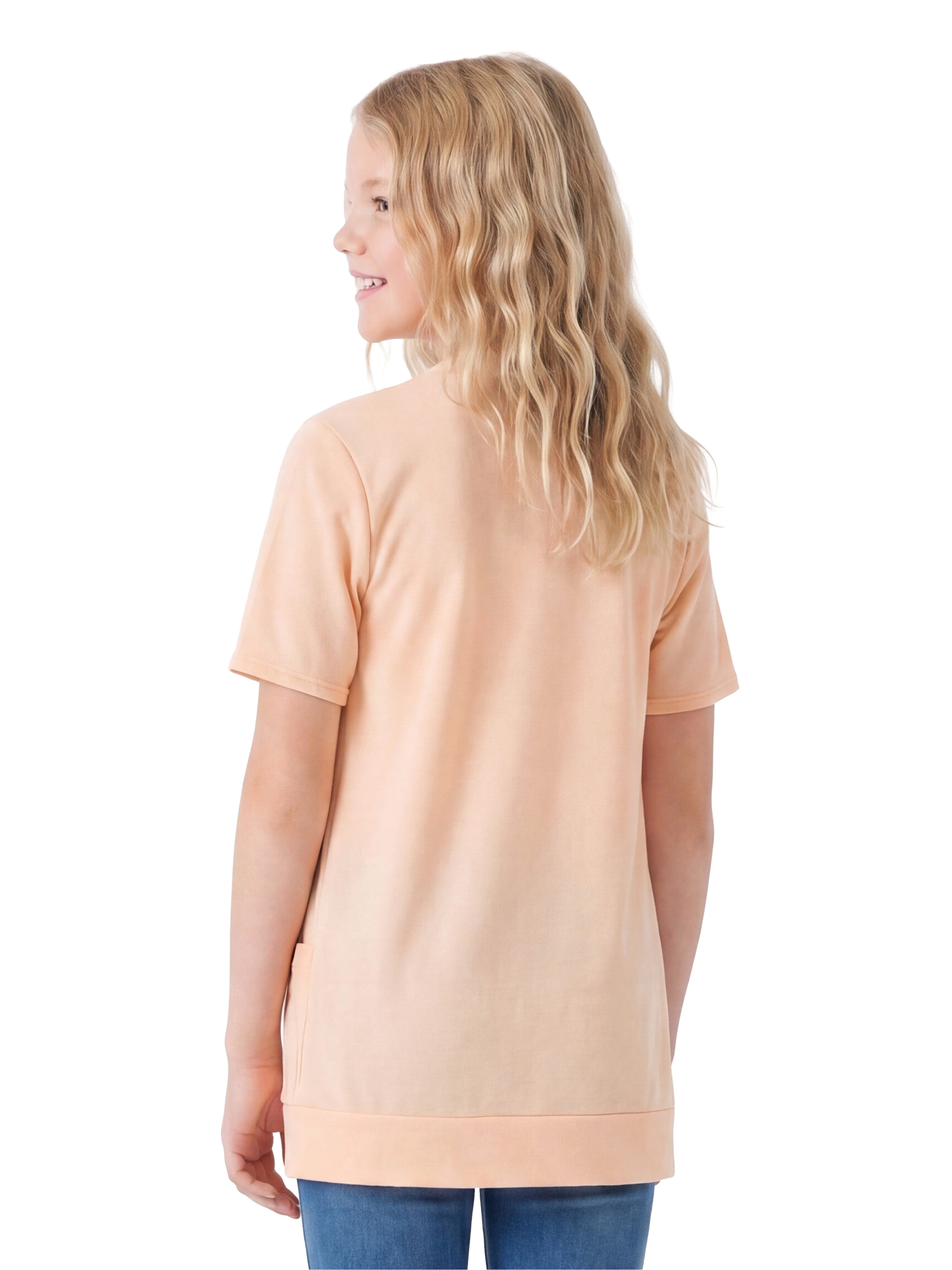 24sevenKid Essential Girls Short Sleeve Open Front Layering Shrug with Pockets