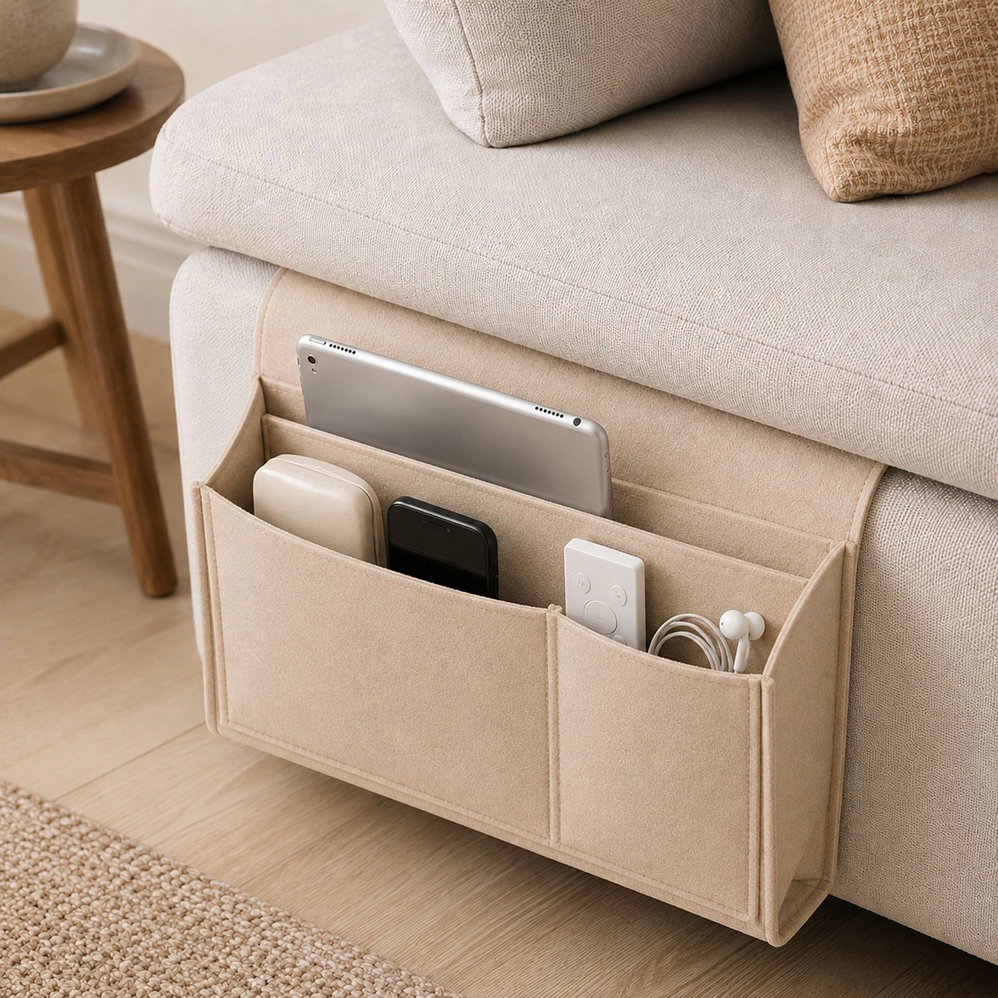 Alilang Women Sofa Armrest Organizer with Multiple Pockets Couch Remote Control Storage Caddy