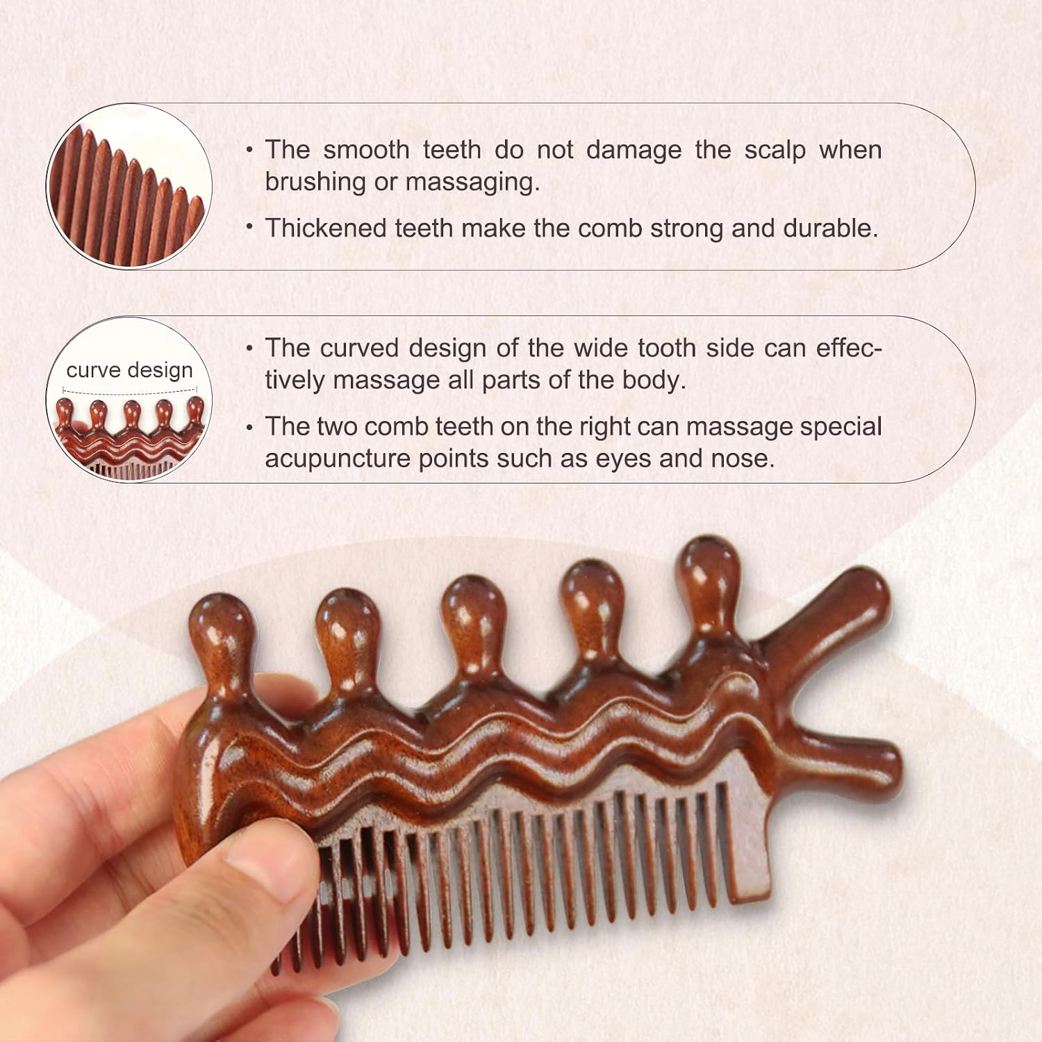 Prism Edge Unisex Wooden Scalp Massage Comb
