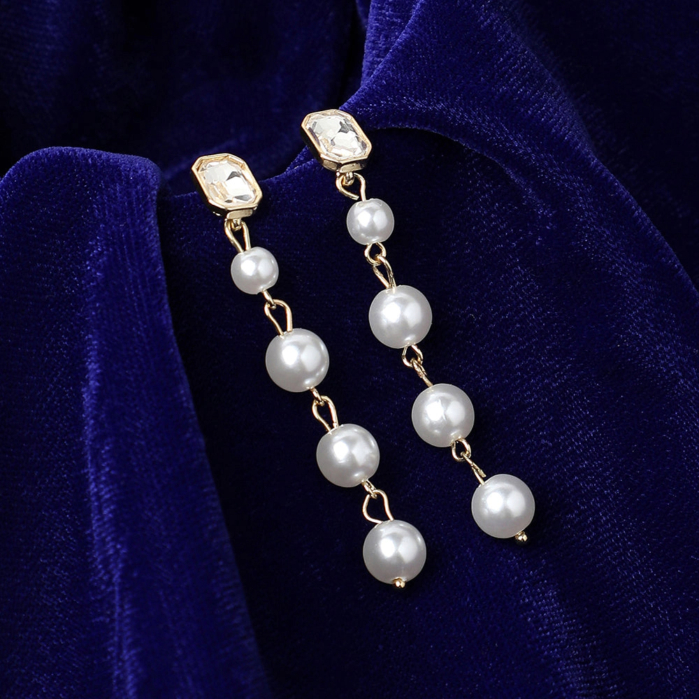 SOHI Women's Pearl Strand Drop Earrings