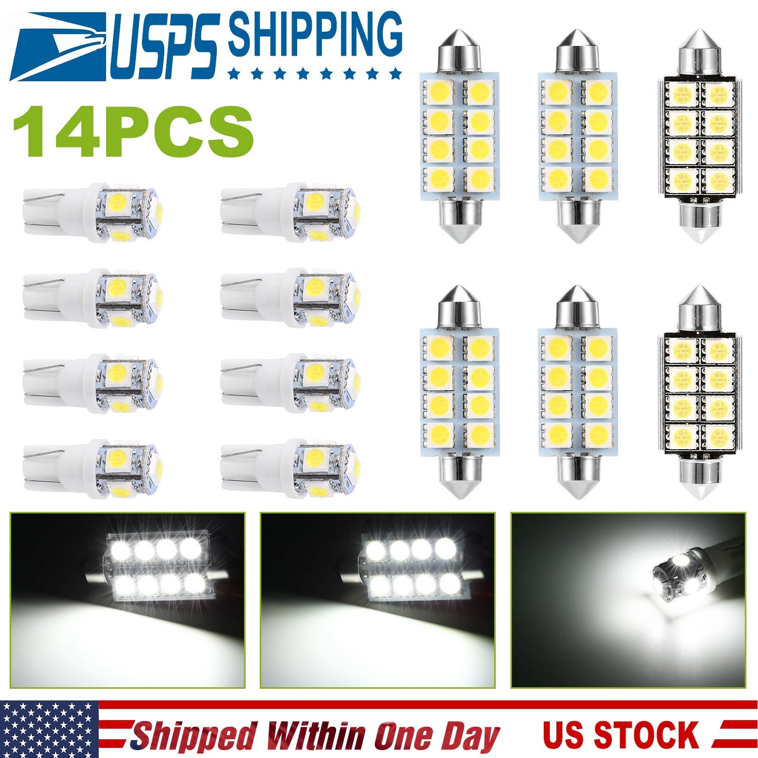 GBruno 14-Piece LED Interior Car Light Bulb Kit