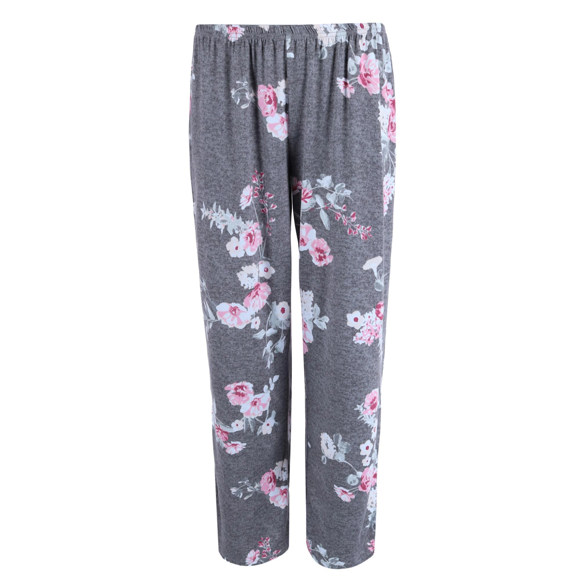 PJ Couture Women's Plus Size Floral Print Notch Pajama Set