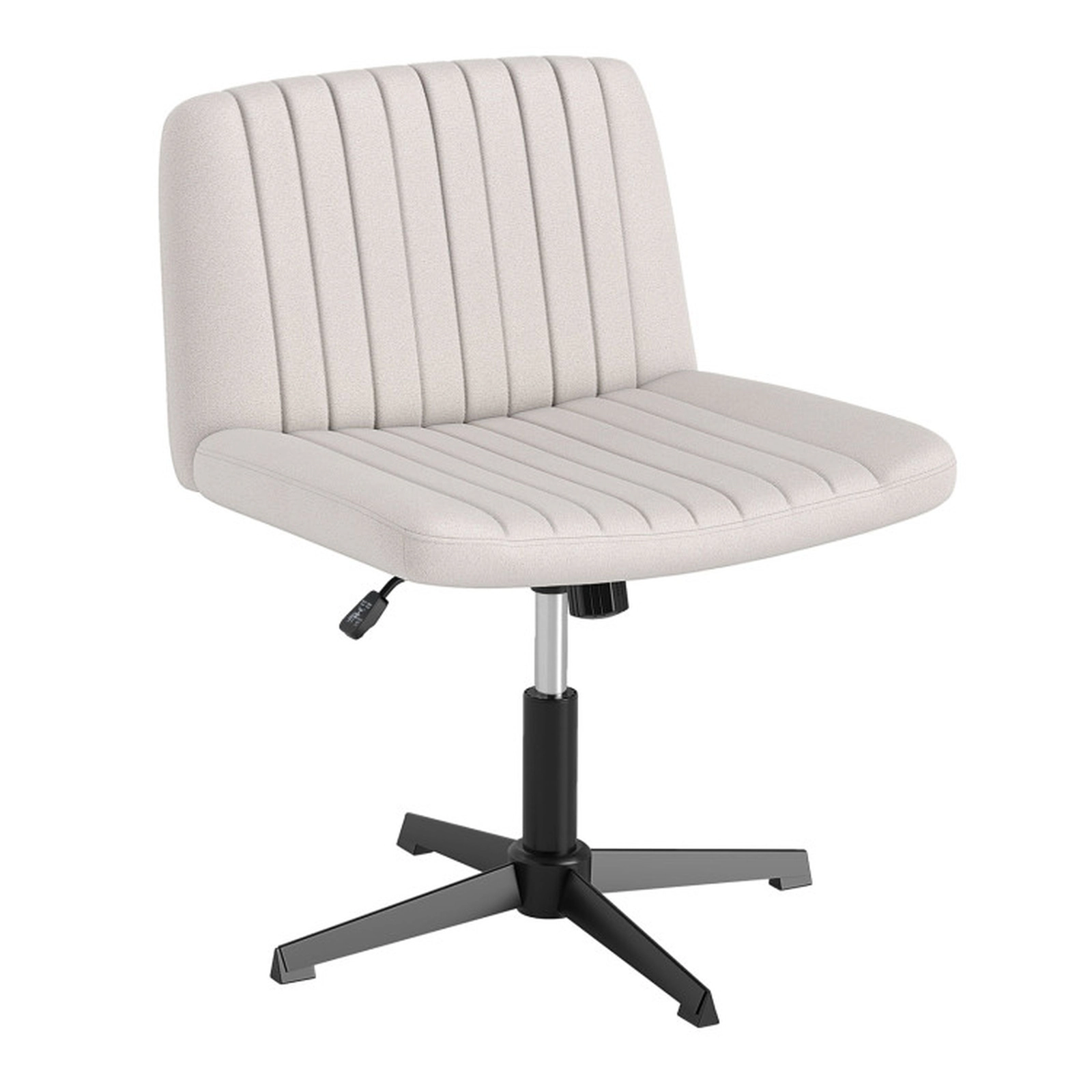 SUGIFT 350-lb Capacity Armless Criss Cross Legged Swivel Desk Chair with Linen Upholstery and No Wheels