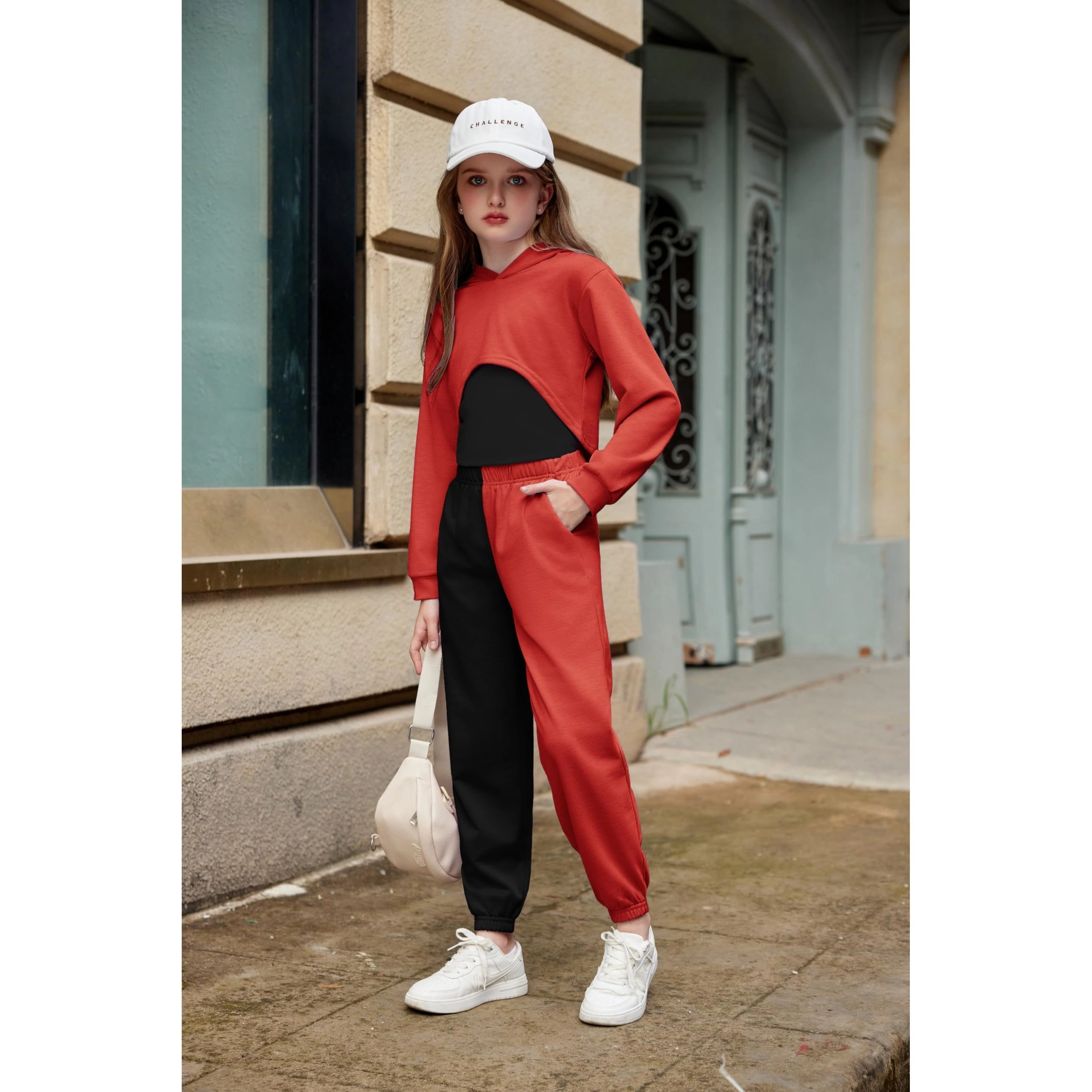 Arshiner Girl Clothing Set Piece Tracksuit Long Sleeve Crop Sweatshirts Hoodies Cami Top