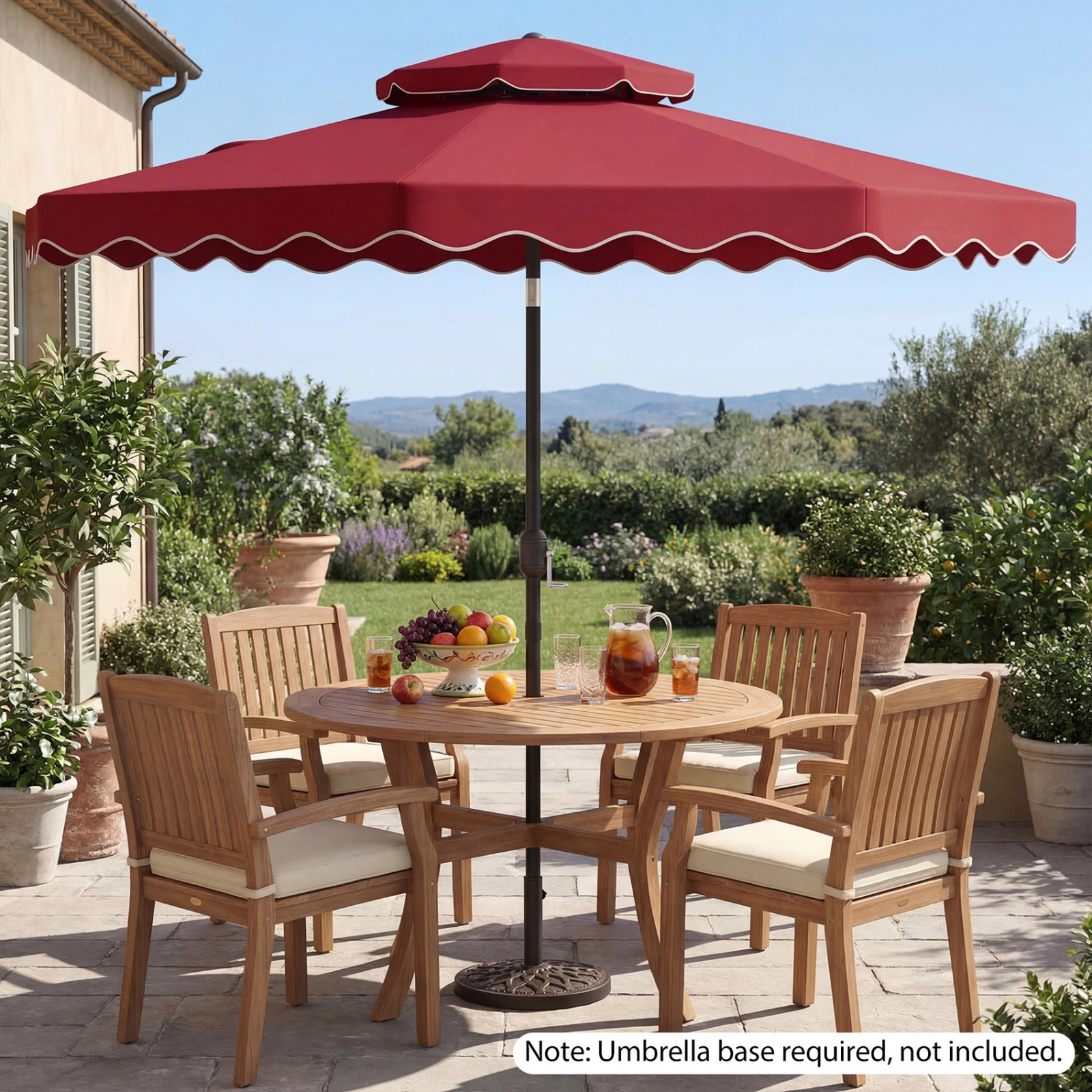 SUGIFT 9-Ft Patio Umbrella with Push Button Tilt and Crank Handle Brown/Gray/Turquoise/Red/Beige