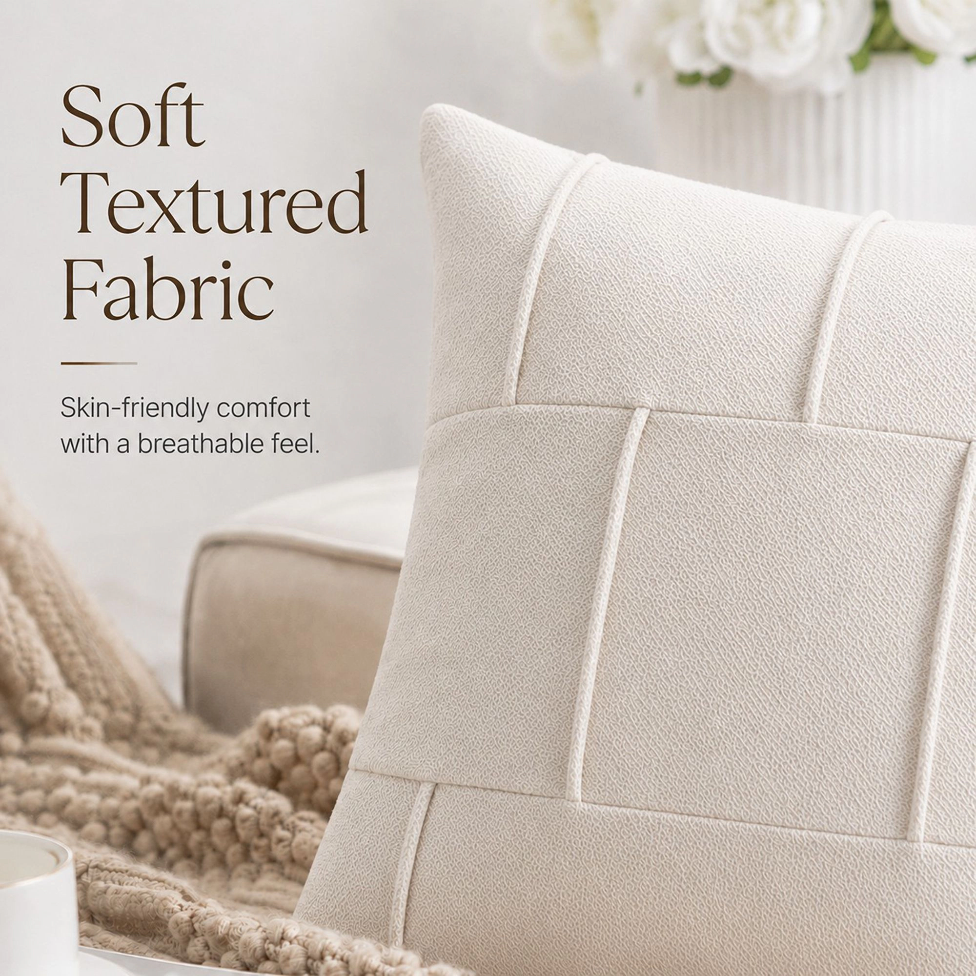 Alilang Unisex Textured Decorative Throw Pillow Cover Soft Accent Cushion for Sofa Bed