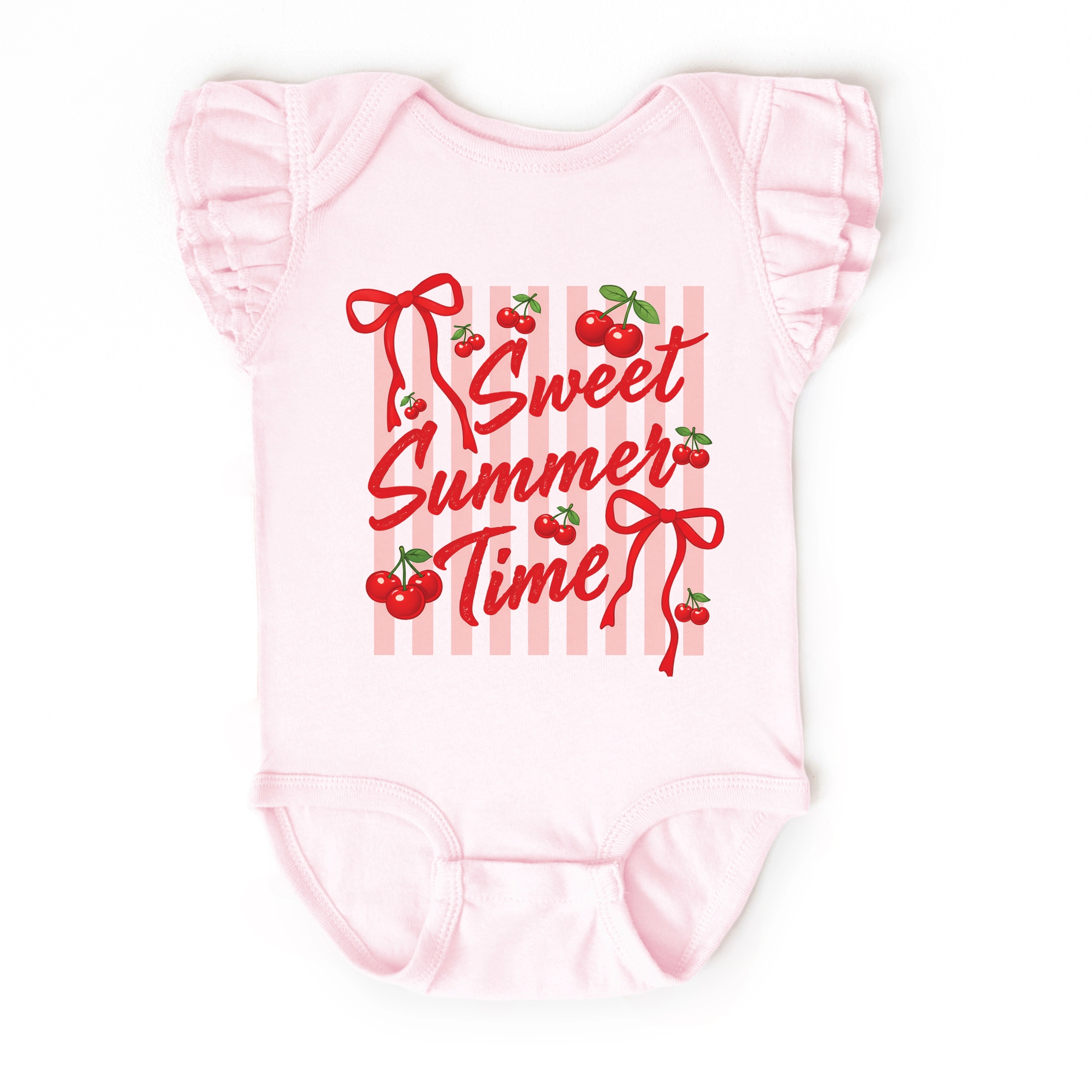 The Juniper Shop - Sweet Summer Time Cherries Coquette Baby Flutter Sleeve Bodysuit