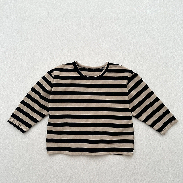 MyKids-USA Spring Baby Kids Vintage Striped Crew Neck Long Sleeve Shirt