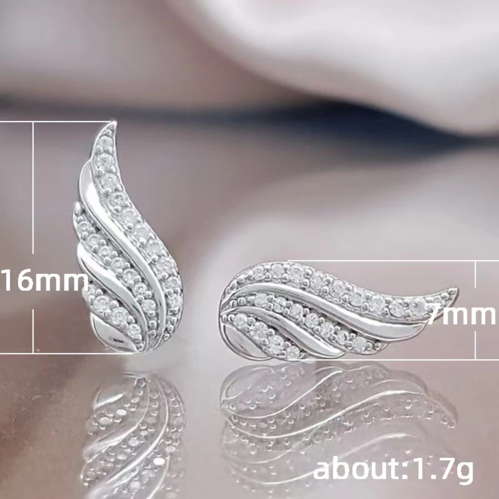 Tone Wing Shape Cubic Zirconia Stud Earring