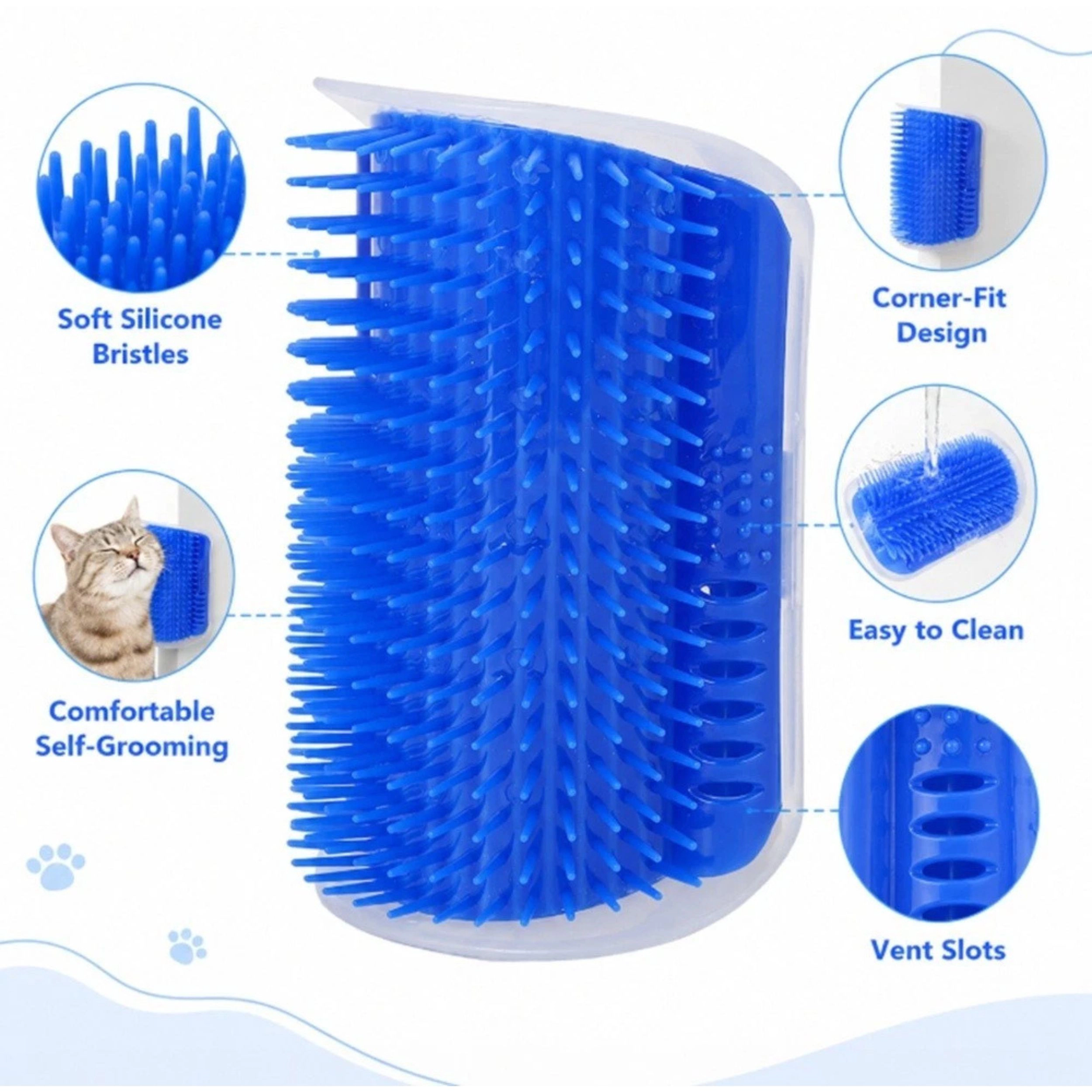 Home Collection Cat Self Groomer Wall Corner Brush with Catnip Holder