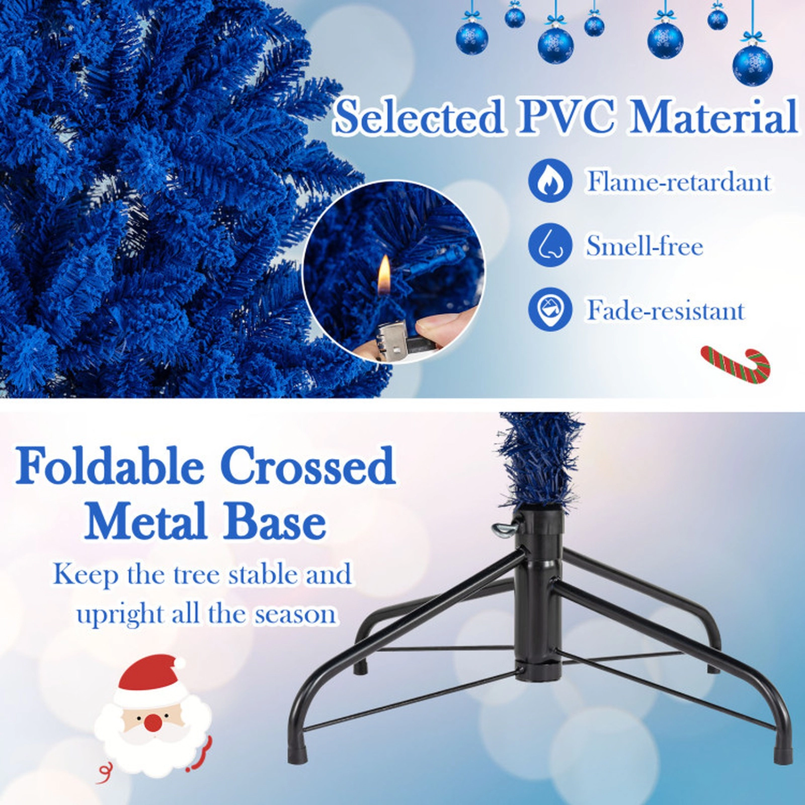 SUGIFT 7 ft Royal Blue Pre-Lit Christmas Tree with 340 Blue LED Lights and 3 Lighting Modes