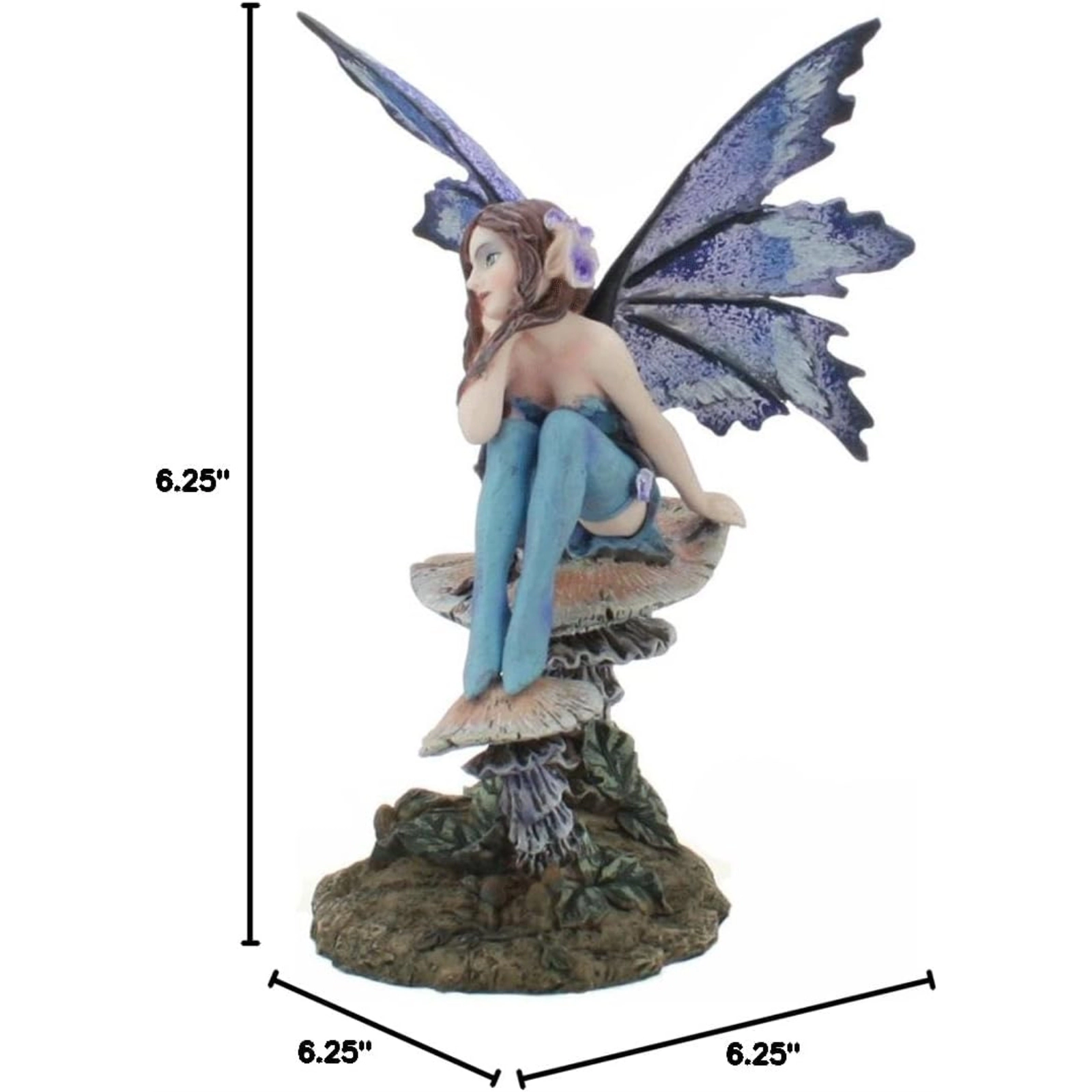 Pacific Giftware Amy Brown Forest Willow Nice Fairy Sitting On Wild Giant Mushroom Stool Statue 6.25 inch