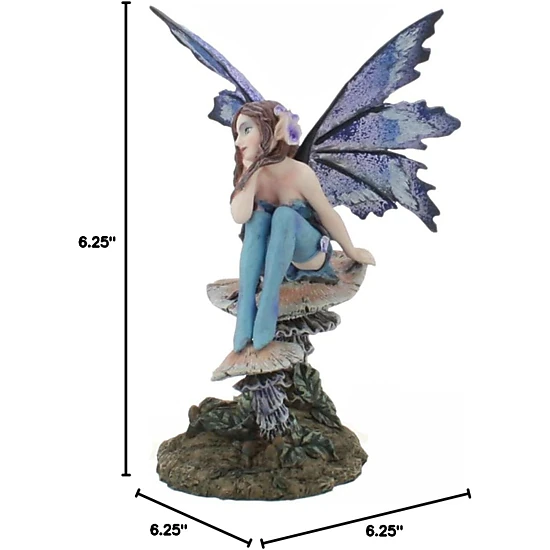Pacific Giftware Amy Brown Forest Willow Nice Fairy Sitting On Wild Giant Mushroom Stool Statue 6.25 inch