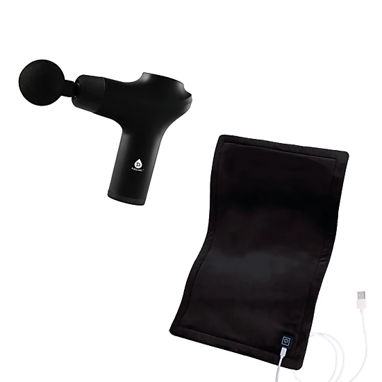 Pursonic Unisex Muscle Recovery Heating Pad & Massage Gun Relaxation Bundle