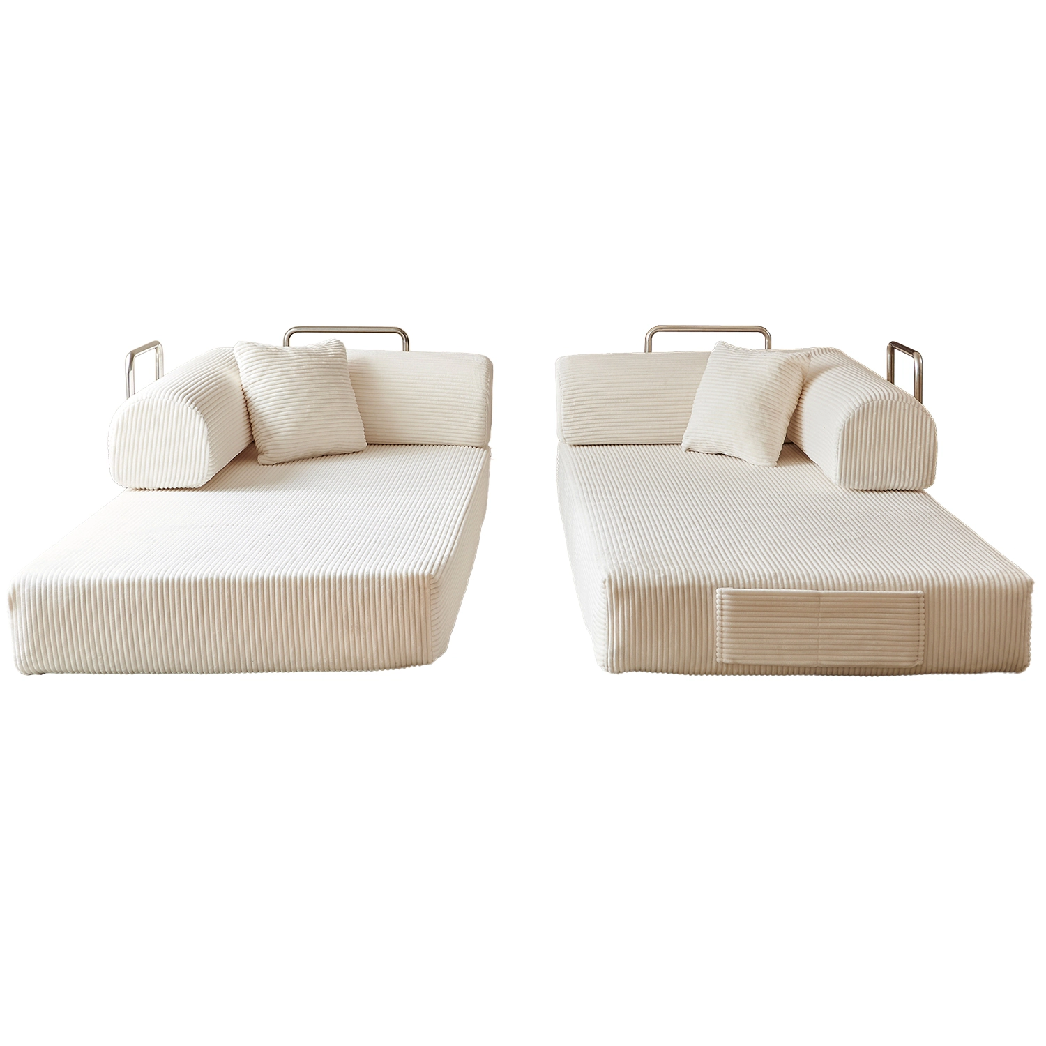 GBruno 3-Seat Convertible Corduroy Floor Sofa Bed