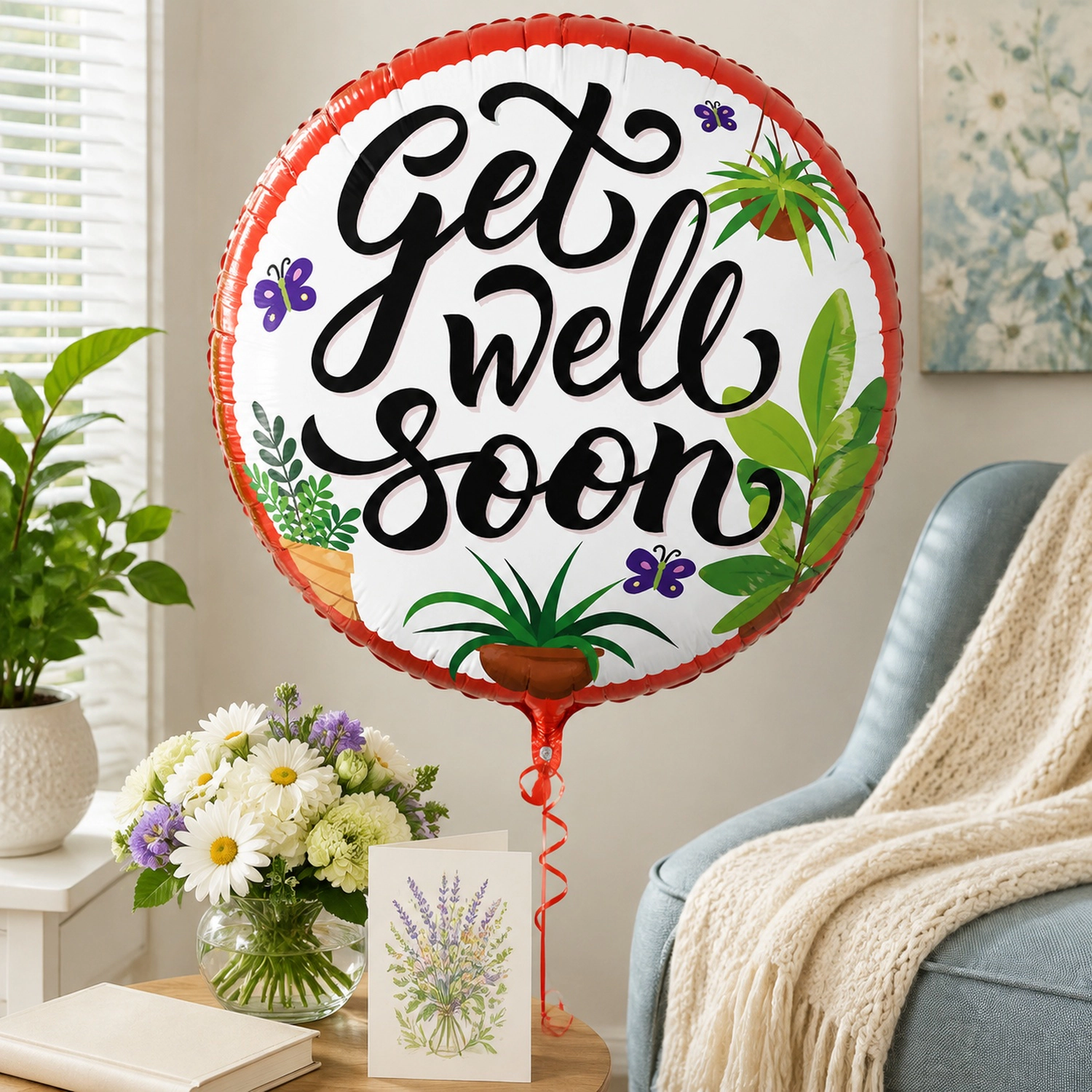 LoonBalloon Get Well Plants Foil Balloon 5-Pack