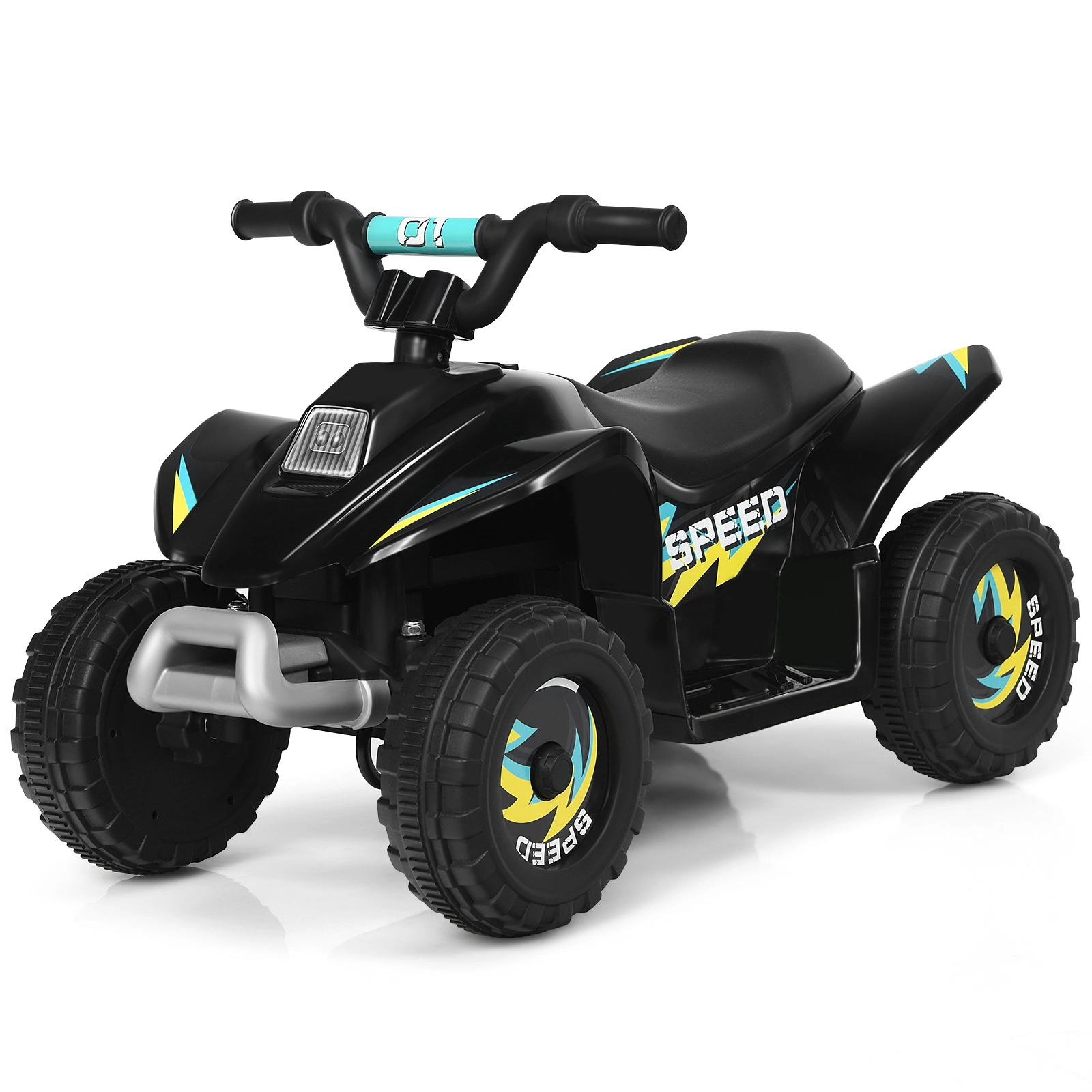 SUGIFT 6V Kids Electric 4-Wheel Ride-On ATV Quad 28.5-in Body 66-lb Capacity Ages 3+ Black PP and Iron Frame